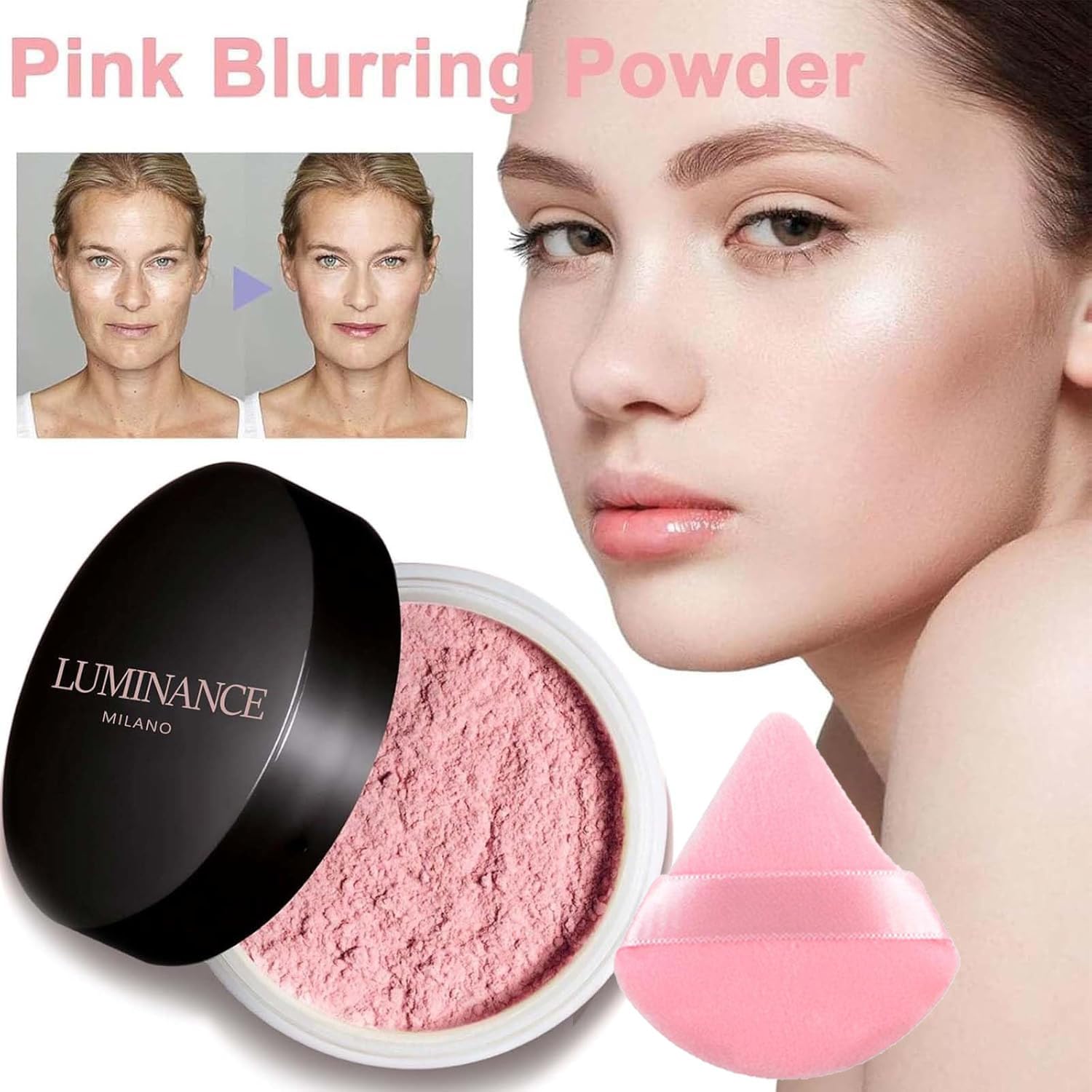 Luminance Milano Translucent Blurring Setting Powder - Pink & Neutral Shades for All Skin Tones | Oil Control, Pore Minimizing, Long-Lasting Makeup Finish | Perfect for Daily Wear, Photography & Special Occasions
