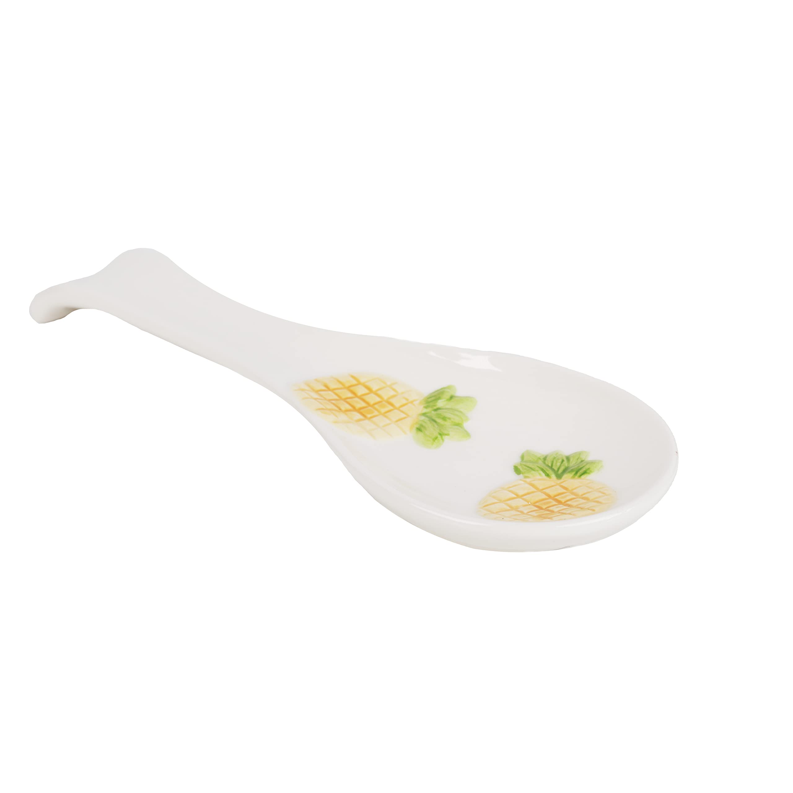 Ceramic Spoon Rest for Kitchen - Pineapple Design Ladle and Spoon Holder | Perfect for Cooking, Serving, and Organizing Utensils