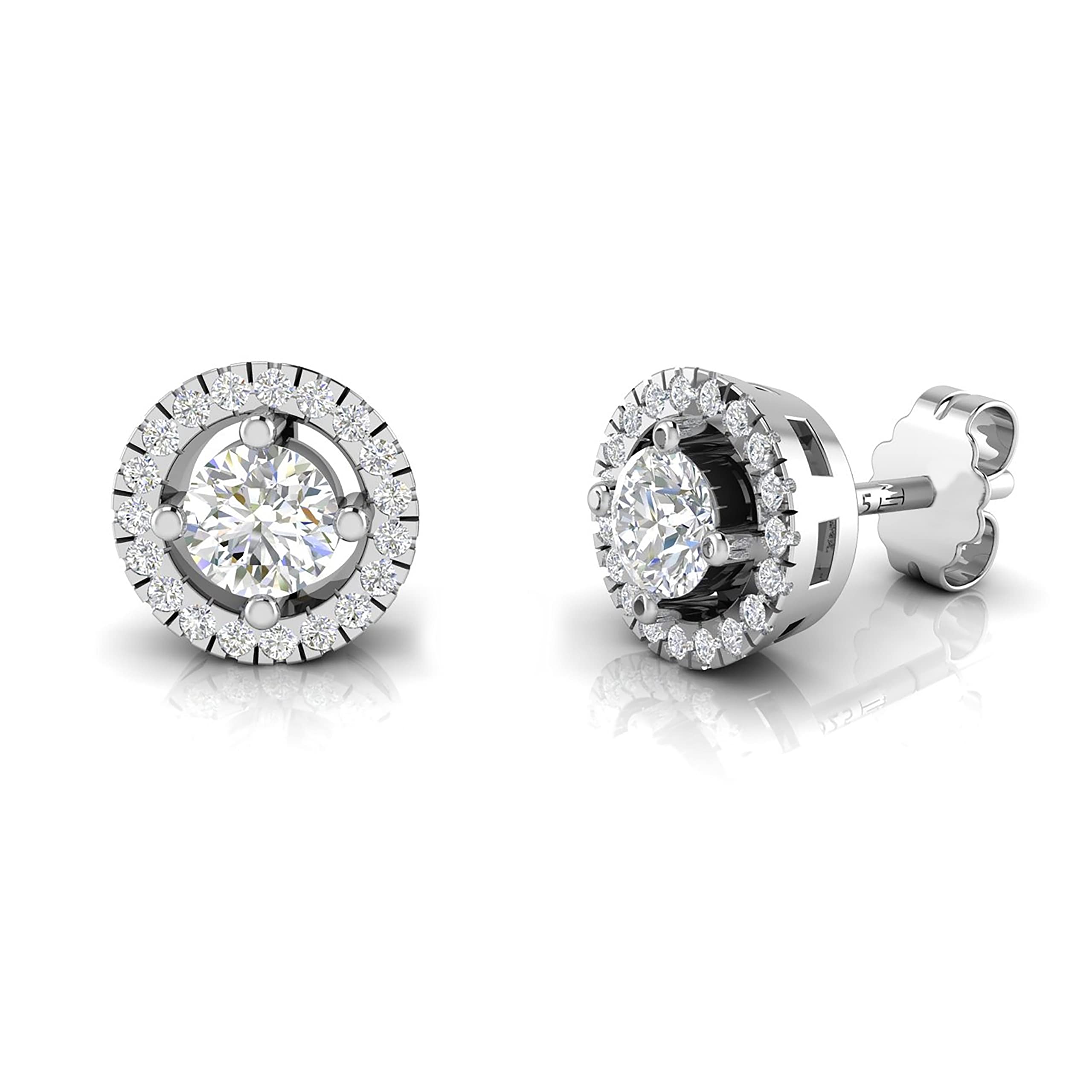 Hypoallergenic Sterling Silver Heart & Halo Stud Earrings for Women - Cubic Zirconia CZ Small Stud Earrings Set for Everyday Wear | Perfect Gift for Valentine's Day, Anniversary & Birthday