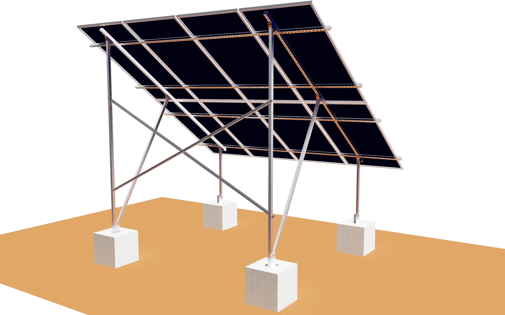 Elios Terra G8 Solar Panel Ground Mount System - Heavy Duty Racking for 8 Panels | Ideal for Residential & Commercial Solar Installations | Perfect for Backyards, Farms & Off-Grid Applications