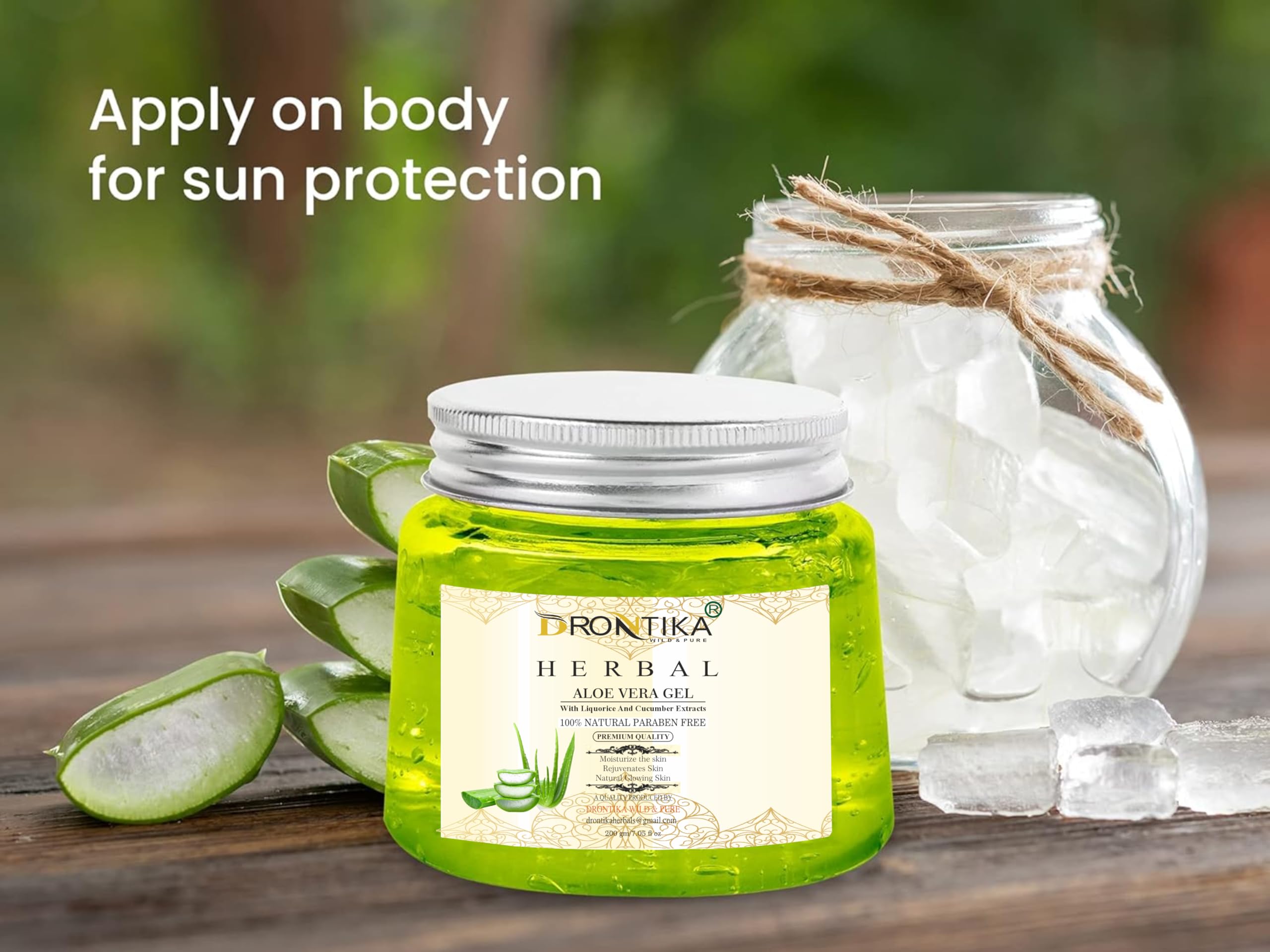 Dr. Ontika 99% Pure Aloe Vera Gel for Face & Body - Soothing Moisturizer for Dry Skin, Sunburn Relief, Hair Care - 7oz (200g) Multipurpose Beauty Gel for Women & Men | Perfect for After-Sun Care, Daily Hydration & Scalp Treatment