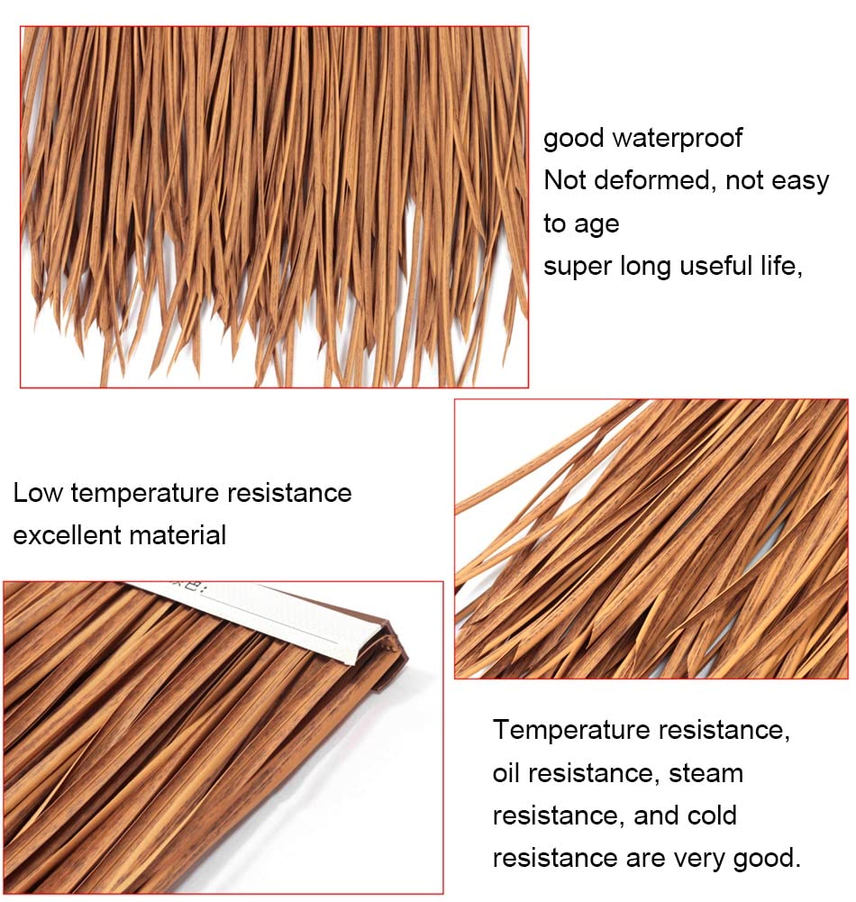 Fireproof Plastic Thatch Roof Tiles - 20pcs Fake Straw Thatch for Pavilion & Outdoor Decor (Yellow23) - Perfect for Tiki Bars, Beach Parties, and Tropical Themed Events