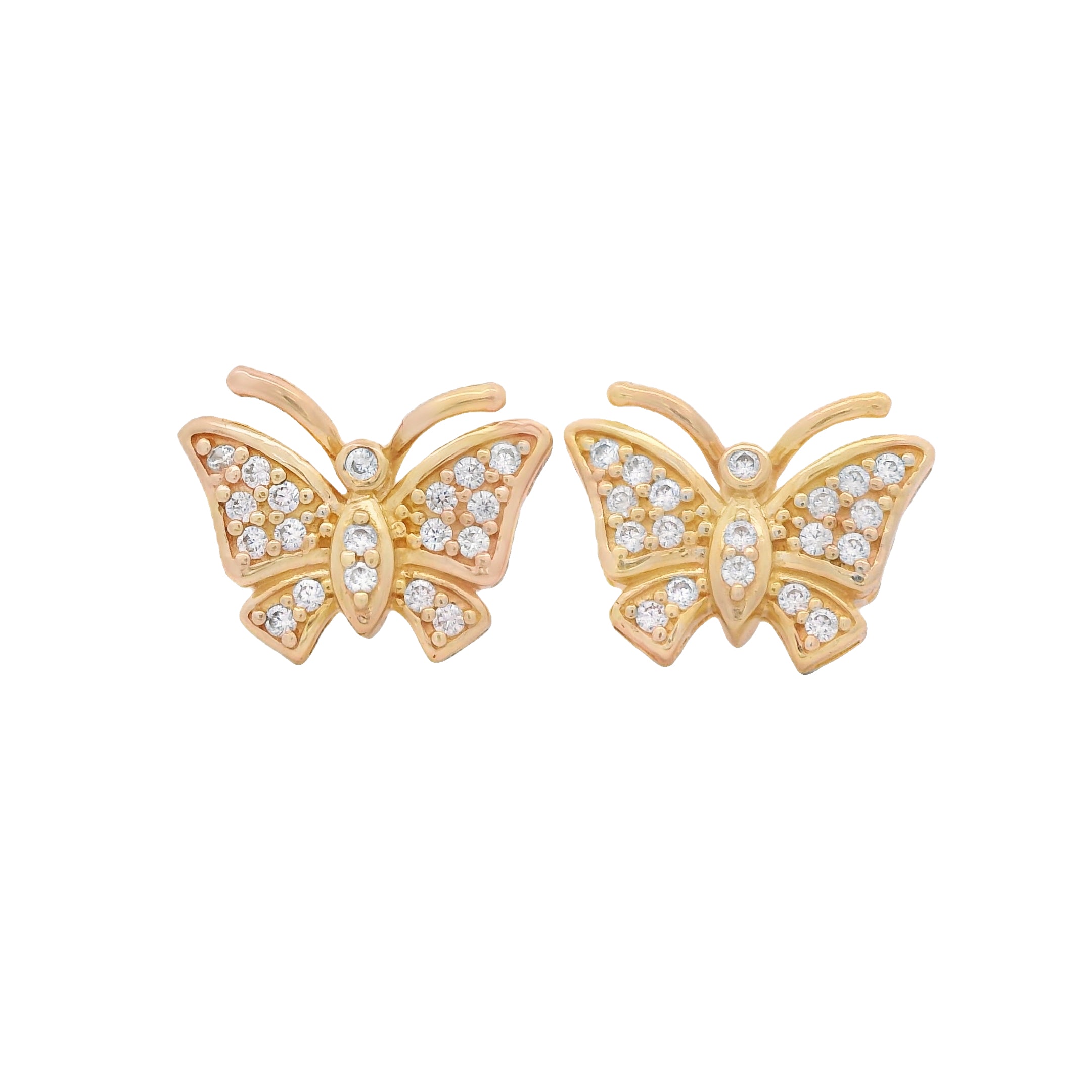 14K Gold CZ Butterfly Stud Earrings for Women - Elegant & Hypoallergenic Jewelry Gift for Her - Perfect for Parties, Weddings & Everyday Wear