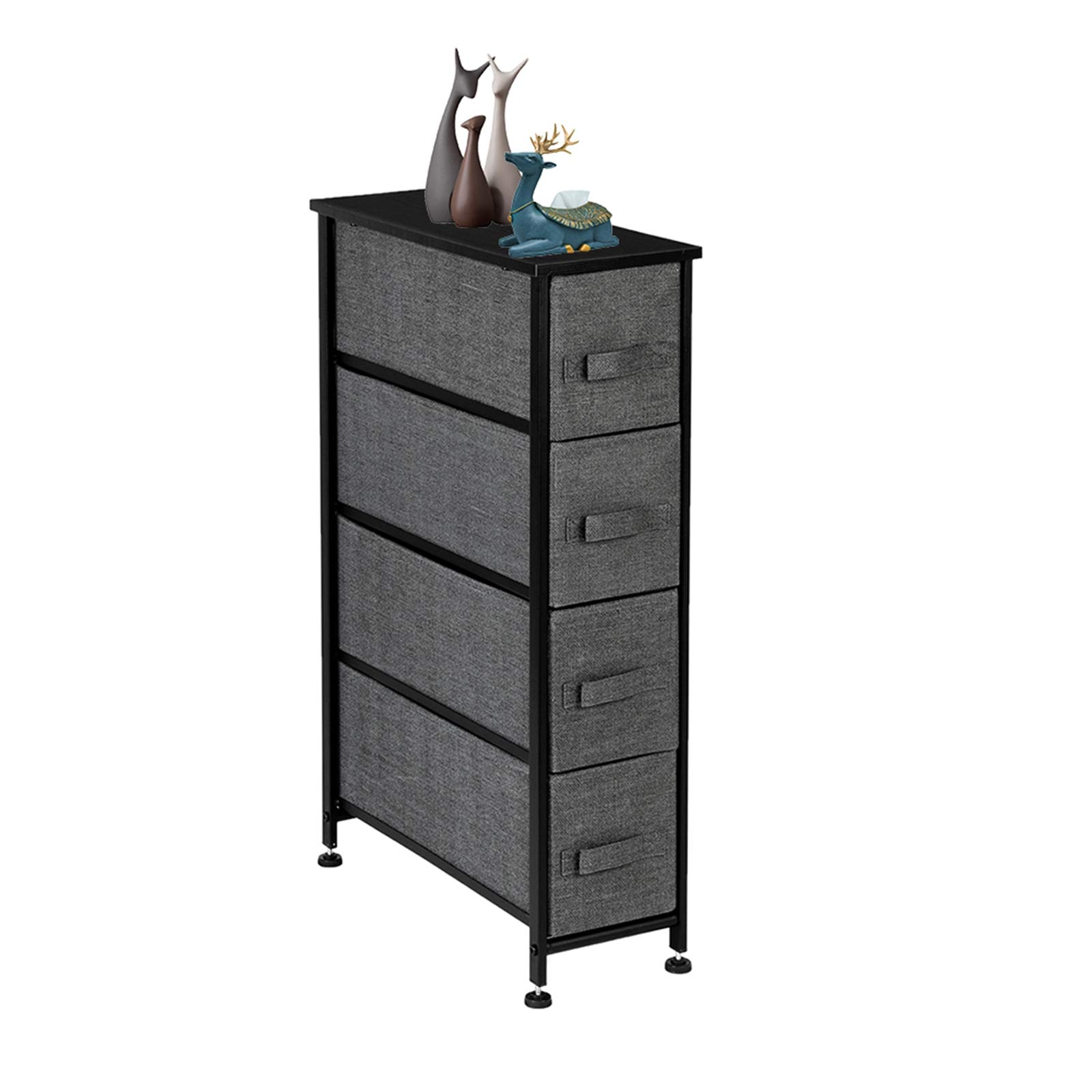 Slim 4-Drawer Fabric Storage Tower - Narrow Vertical Dresser for Small Spaces, Living Room, Kitchen & Gaps (8