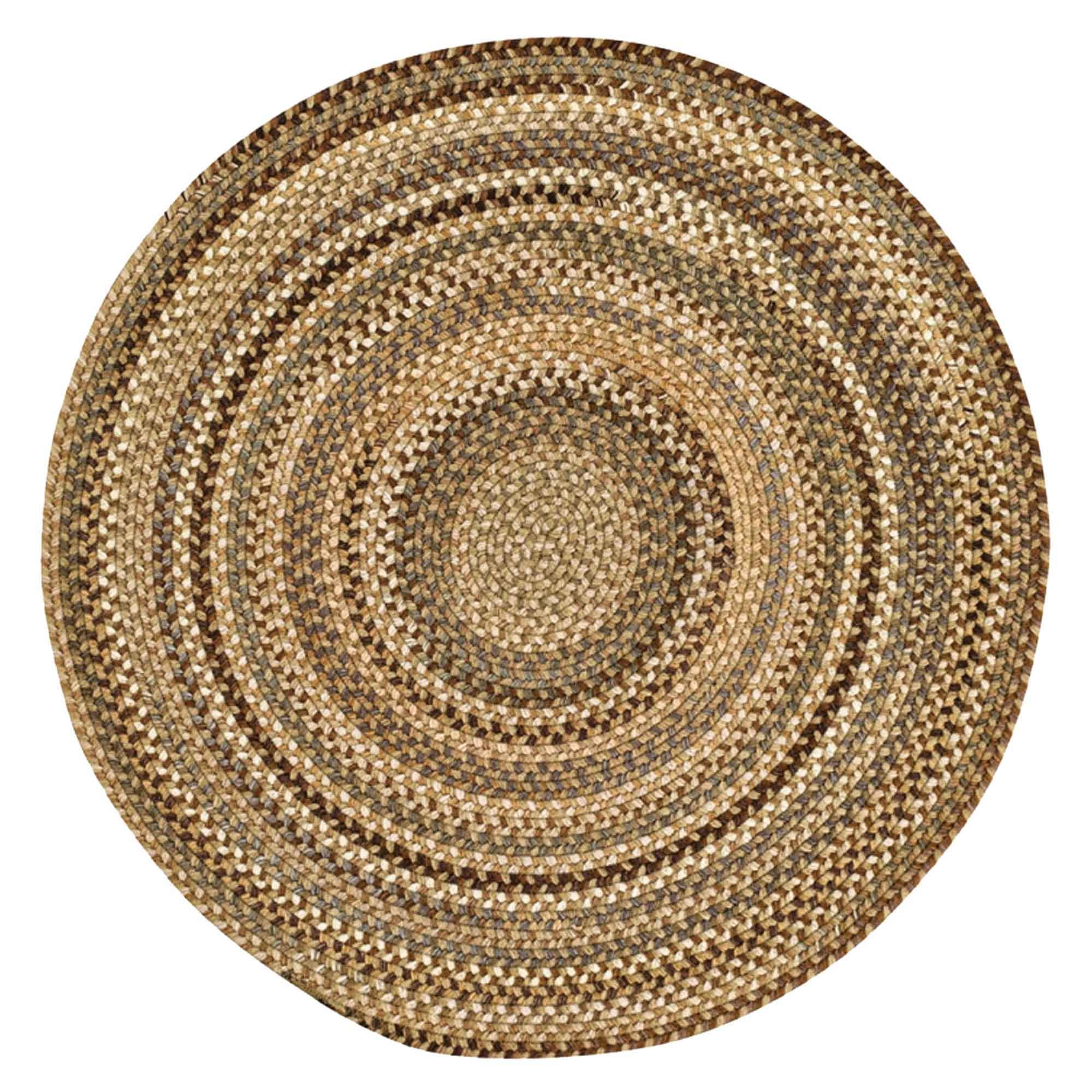 Capel Rugs Manchester Round Braided Chair Pad - 15 Inch Beige Home Decor for Dining Room, Living Room & Office Seating