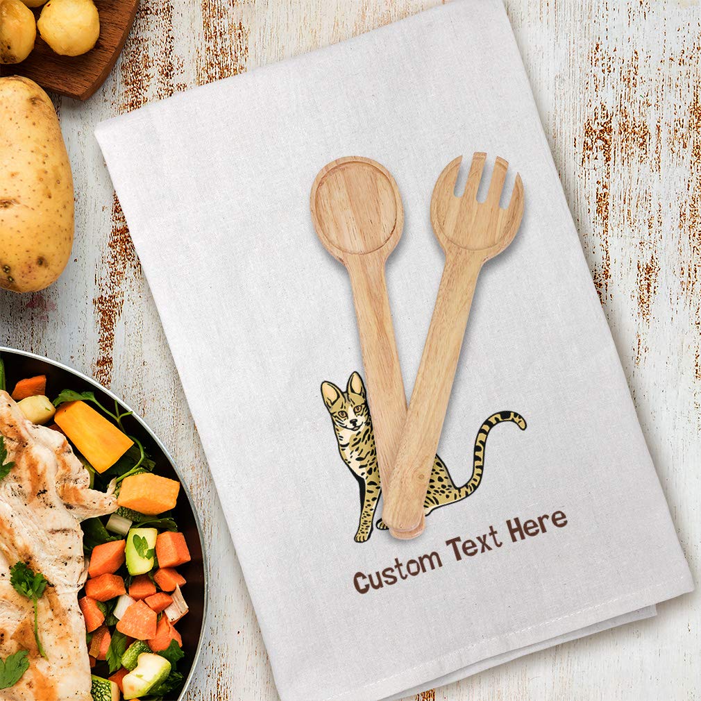 Custom Printed Savannah Cat Kitchen Towels - Flour Sack Dish Towels for Pet Lovers - Personalized Text & Decor - Perfect for Cooking, Cleaning & Cat-Themed Home Decor
