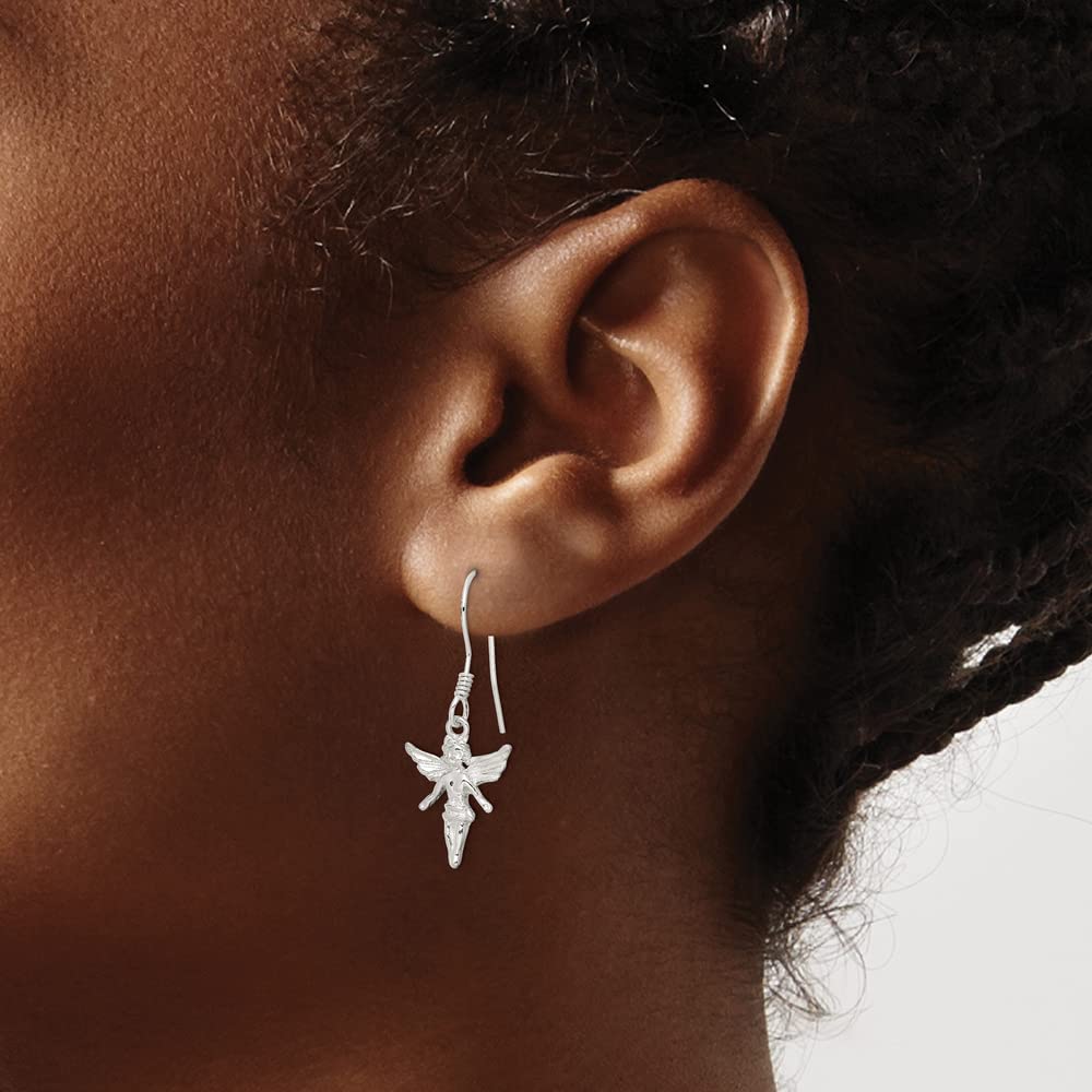 925 Sterling Silver Fairy Earrings for Women - 30mm x 8mm Dainty Handmade Jewelry - Perfect for Everyday Wear, Parties & Gifts