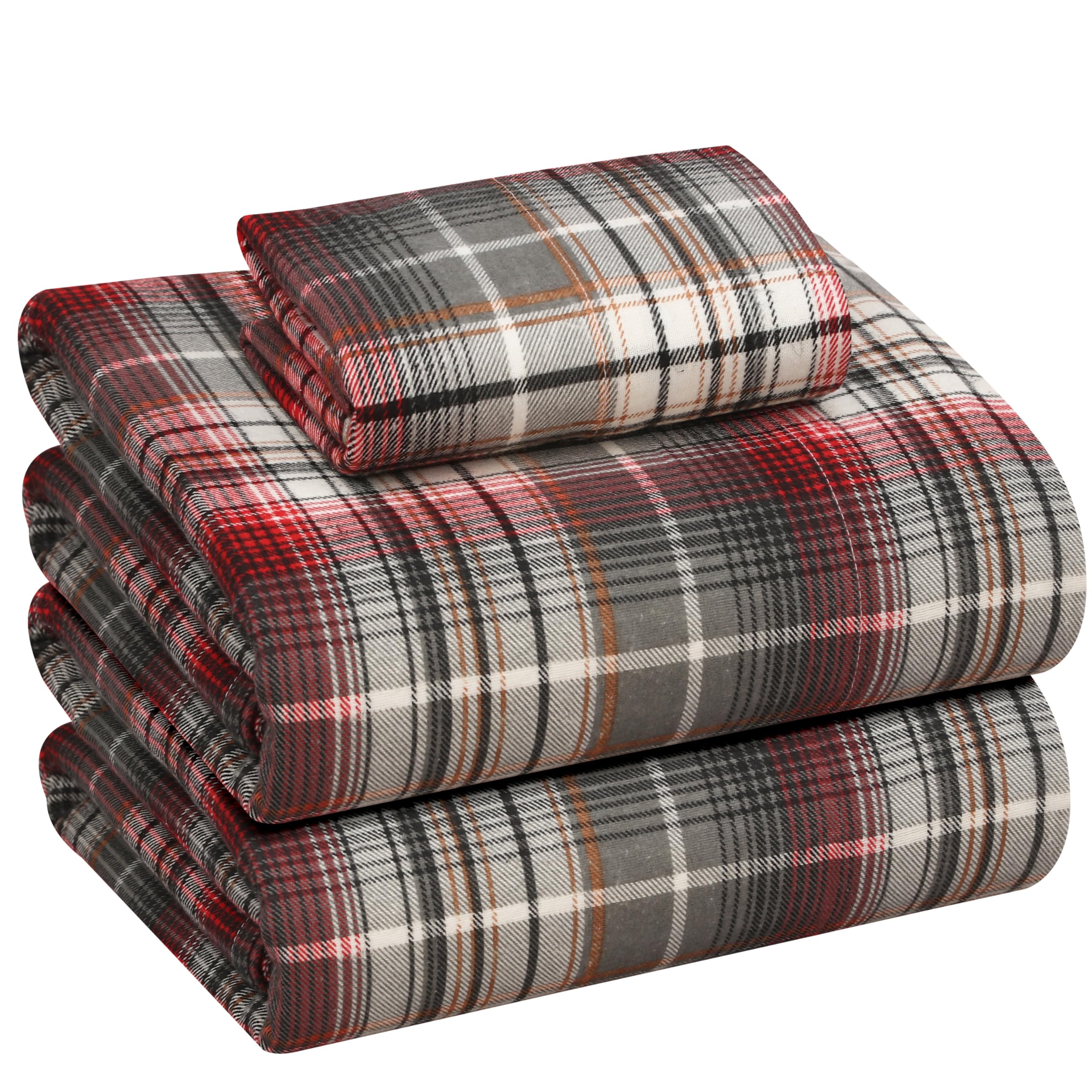 RUVANTI 100% Cotton Flannel Twin Sheet Set - Ultra Soft Double Brushed Bed Sheets with 16