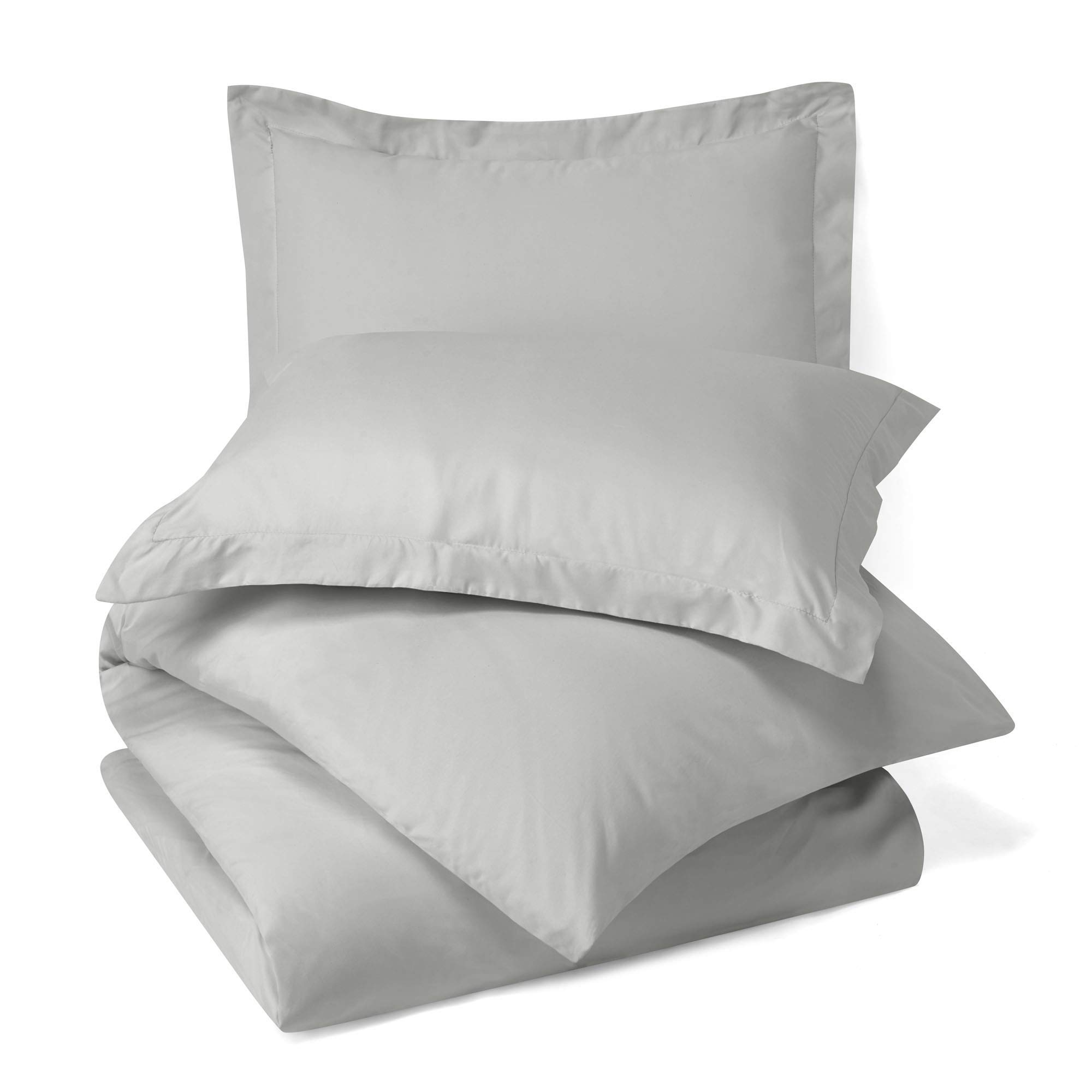 Luxury 500-Thread Count 4-Piece Sheet Set & 3-Piece Duvet Cover Set - Full Size, Silver Grey - Ultra Soft Bedding for Hotel-Like Comfort - Perfect for Master Bedrooms, Guest Rooms & Cozy Home Decor