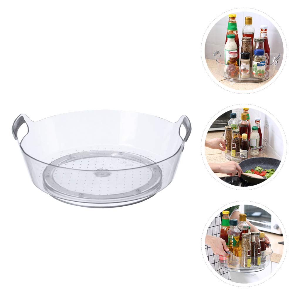 Hemoton 1-Piece Rotating Shelf - 360° Swivel Kitchen Turntable Organizer for Spices, Makeup & Bathroom Essentials | Space-Saving Cabinet Storage Tray for Vanity, Dressing Table & Countertop (Plastic) | Perfect for Pantry Organization, Cosmetic Display & Condiment Storage