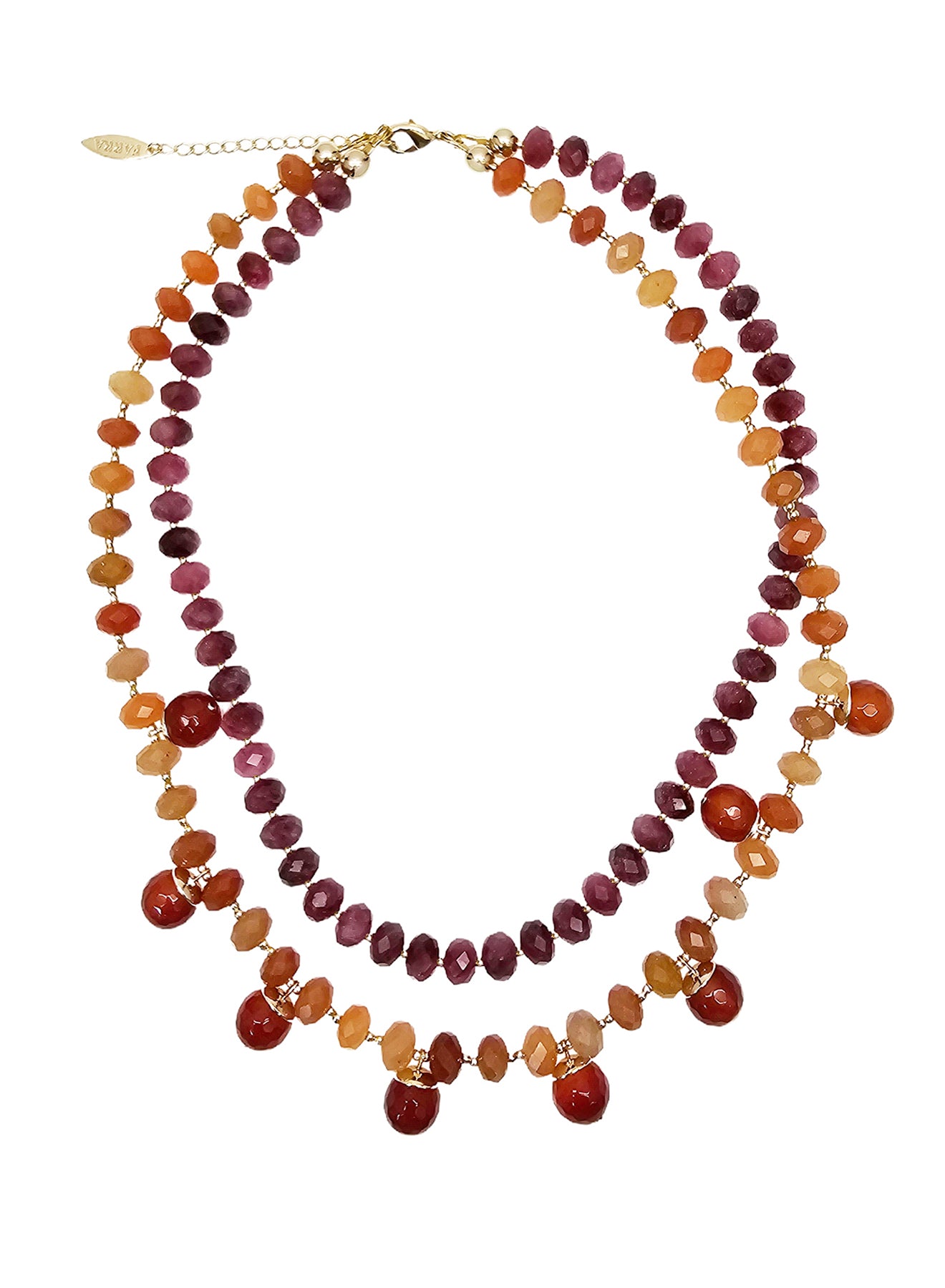 Elegant Red Agate Double Layer Statement Necklace NN021 - Perfect for Evening Parties, Weddings & Special Occasions
