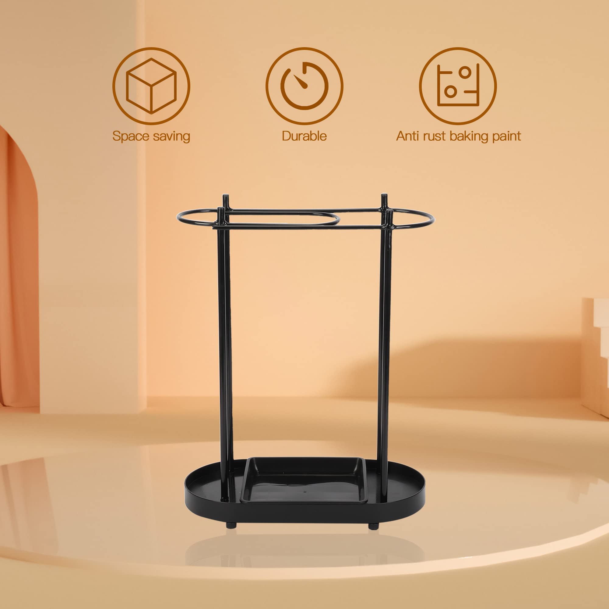 Lukar Metal Umbrella Stand - Indoor Entryway Organizer with Removable Drip Tray, Free Standing Umbrella Rack for Home, Office & Patio Decor - Perfect for Entryways, Mudrooms and Outdoor Spaces