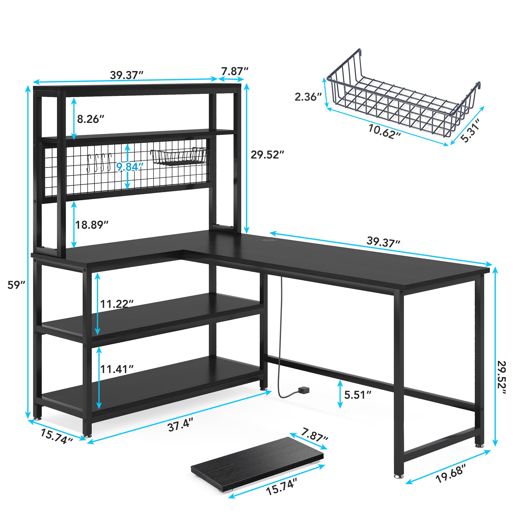 Tribesigns 55 Inch Large Computer Desk with Wireless Charging & 5 Storage Shelves - Home Office Desk, Study Table, Writing Desk Workstation with Hutch Bookshelf (All Black) - Perfect for Remote Work, Gaming & Small Space Home Offices