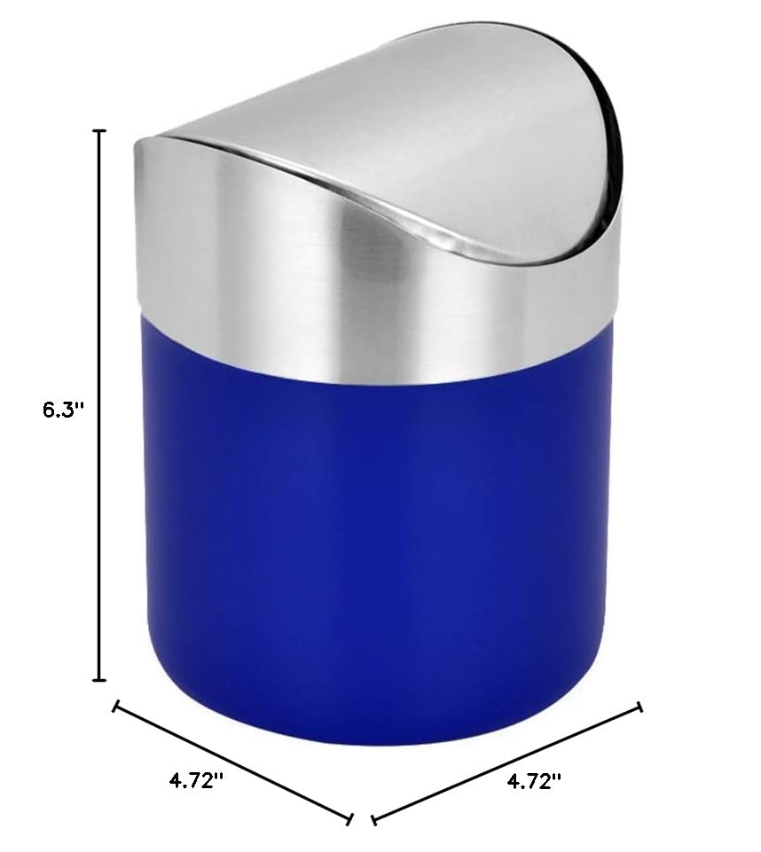 Stainless Steel Mini Trash Can with Shake Cover - Small Office & Home Waste Bin for Bedroom, Living Room, Desk | Space-Saving & Odor Control Solution