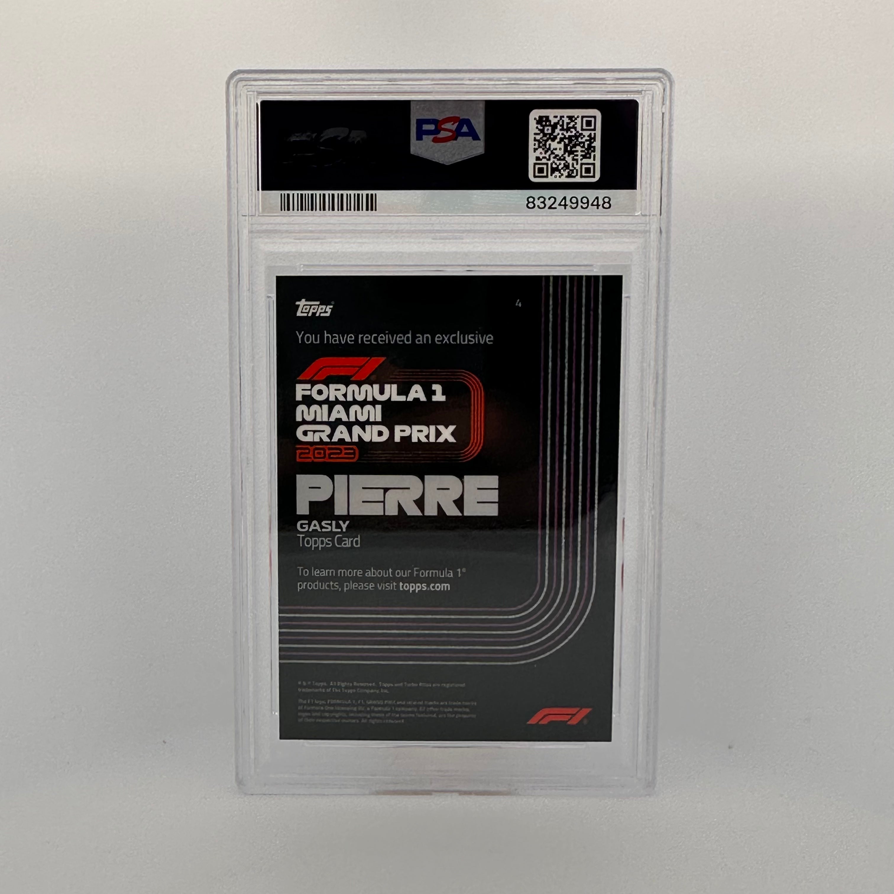PSA 10 Graded Pierre Gasly #4 2023 Miami Grand Prix F1 Racing Card - Perfect for Collectors, Sports Memorabilia & Formula 1 Fans