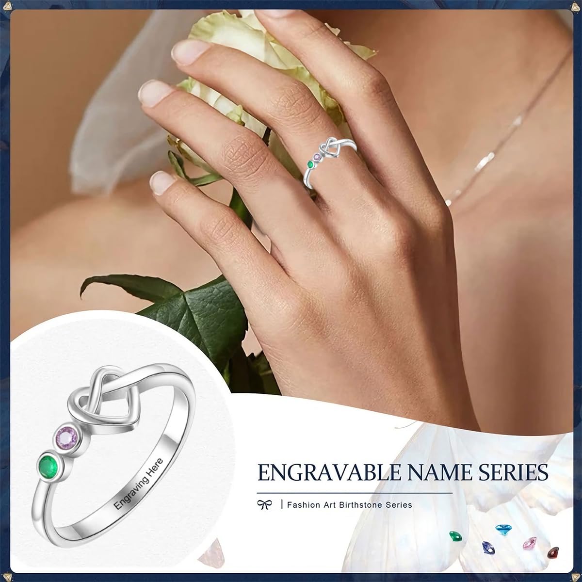 Personalized 10K 14K 18K Gold Mothers Ring with 2-4 Birthstones & Engraved Names - Elegant Jewelry Gift for Mom, Wife, Grandma on Mother's Day, Birthday, Anniversary | Perfect for Family Keepsake & Special Occasions