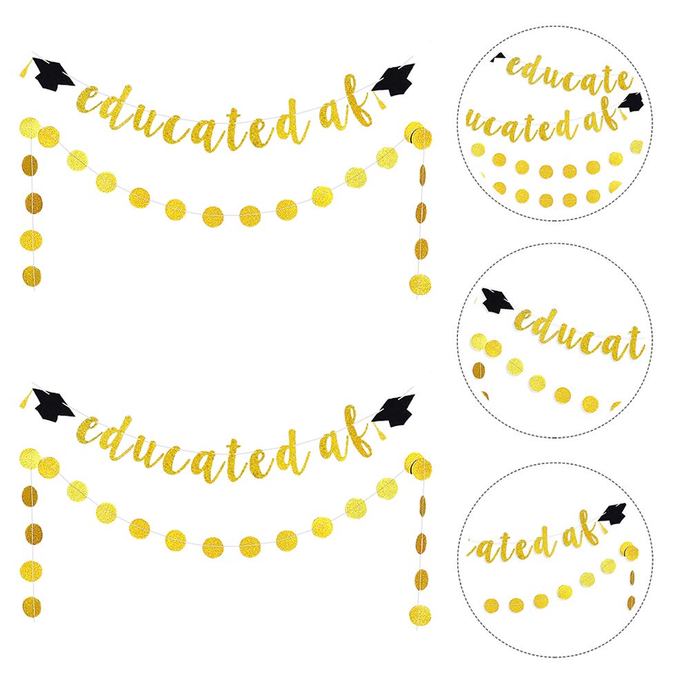 ABOOFAN Graduation Glitter Banner Set - High School & College Graduation Party Decorations, Cap & Doctor Hat Paper Decor - Perfect for Graduation Ceremonies, Photo Booths & Celebration Parties