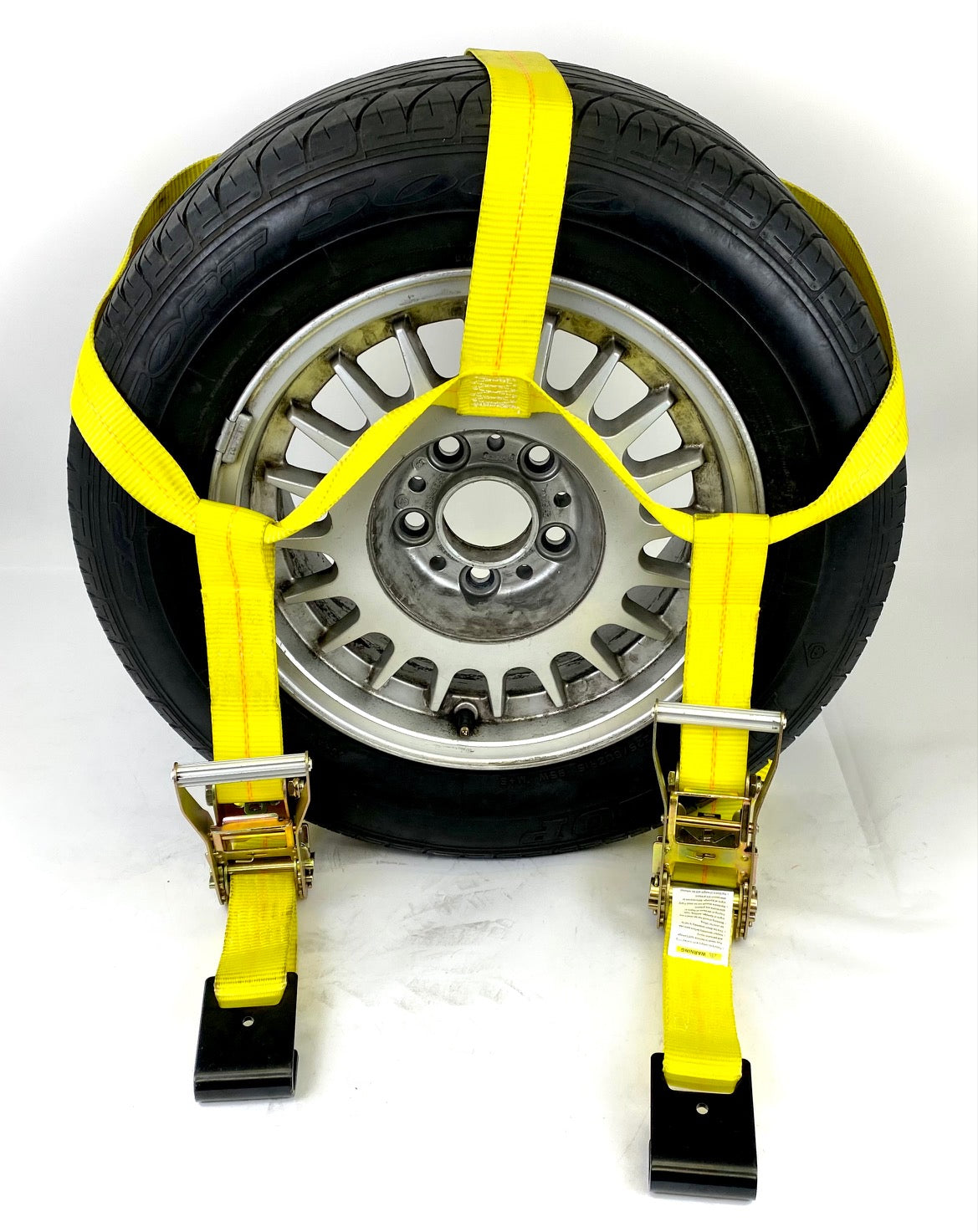 Heavy Duty Yellow Side Mount Tire Net Tow Dolly Strap - Secure Vehicle Transport for Cars, Trucks & Trailers - Perfect for Roadside Assistance & Towing Services