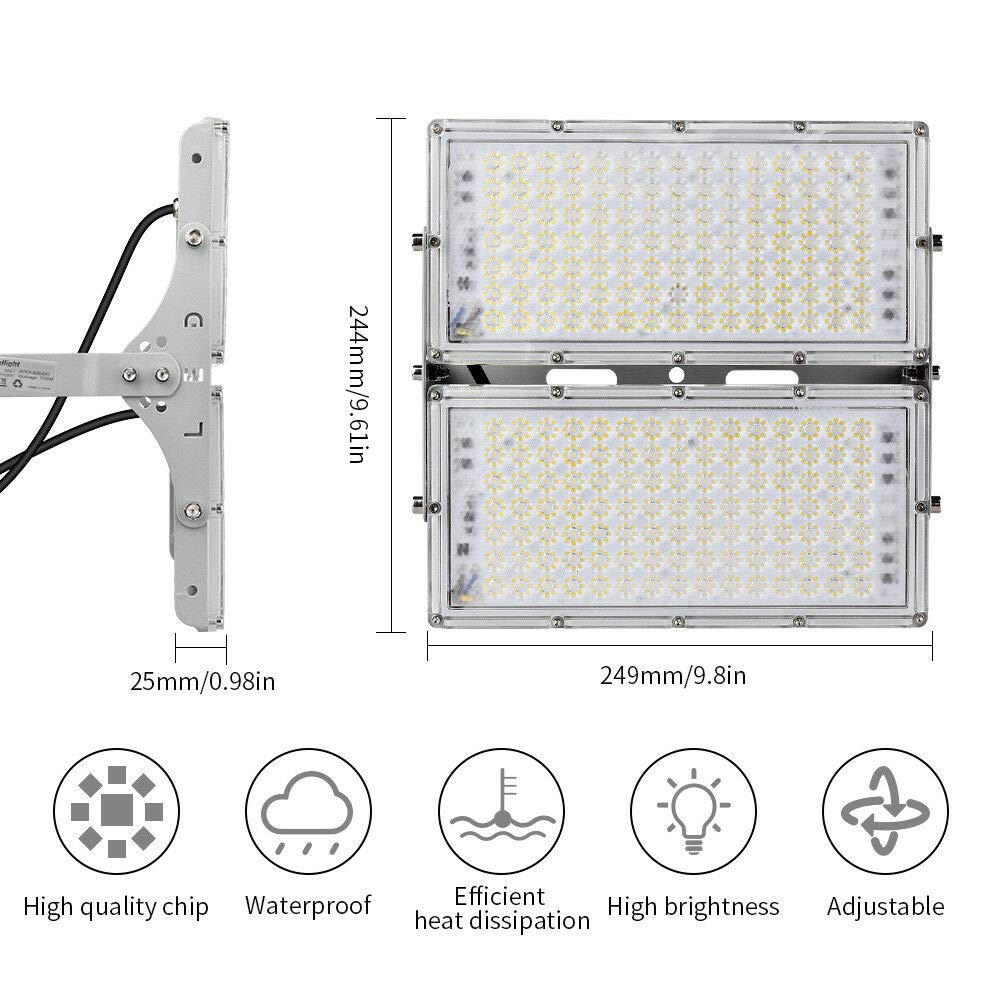 Viugreum 10 Pack 200W LED Flood Light - 16000LM 6000K Daylight White, Slim Outdoor Floodlight with IP66 Waterproof - Bright Security Lights for Garage, Garden, Yard, Landscape & Wall Lighting - Perfect for Driveway, Patio, Backyard & Commercial Use