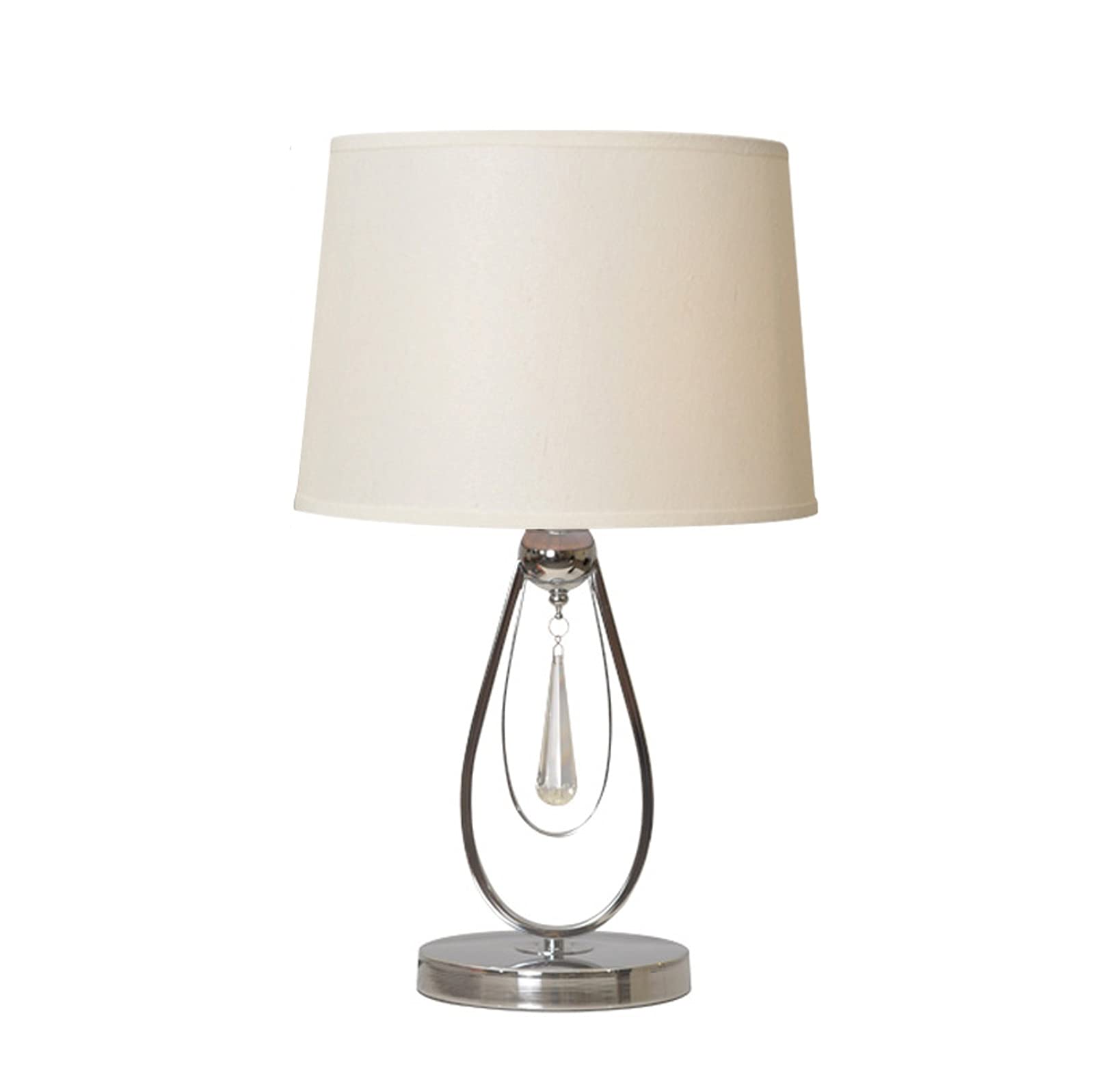 Transparent Glass Table Lamp with Fabric Lampshade - 22