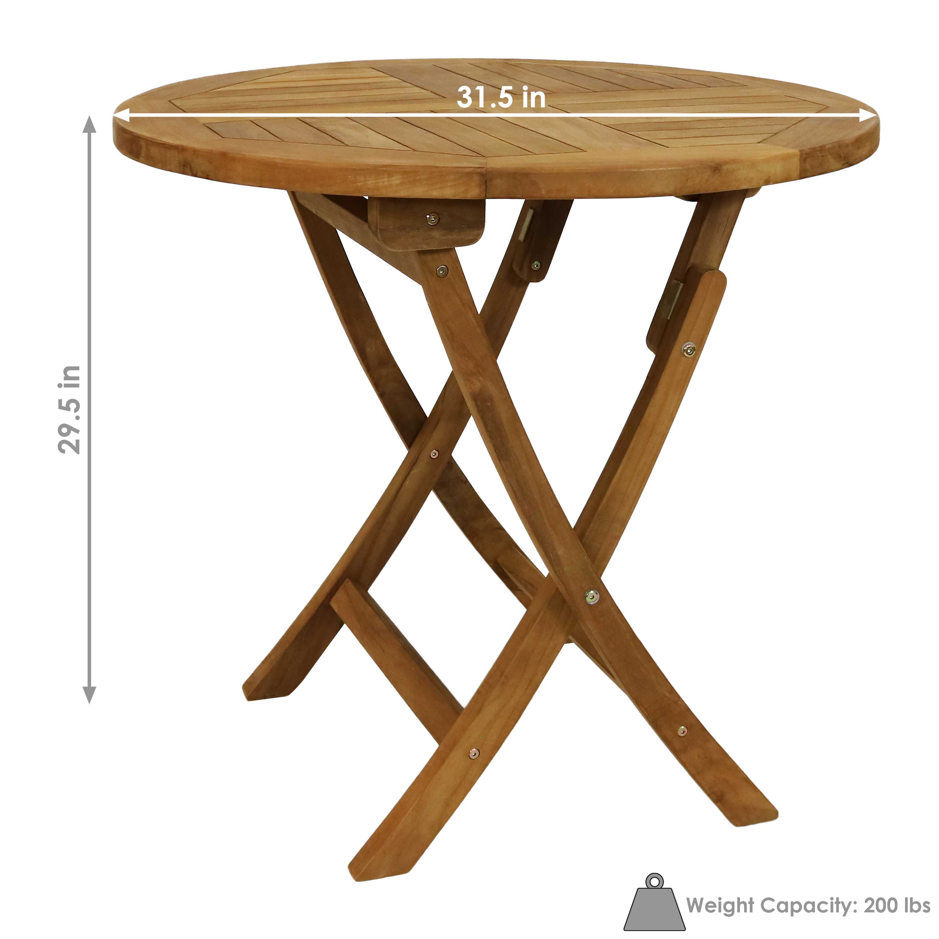 Premium Teak Wood Round Folding Table - Outdoor Patio Dining & Garden Furniture for Backyard, Poolside & Camping