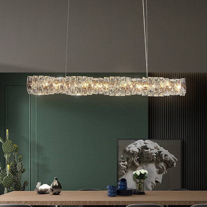 Modern LED Crystal Glass Bar Pendant Light - Elegant Dining Room & Kitchen Island Lighting Fixture for Home Decor