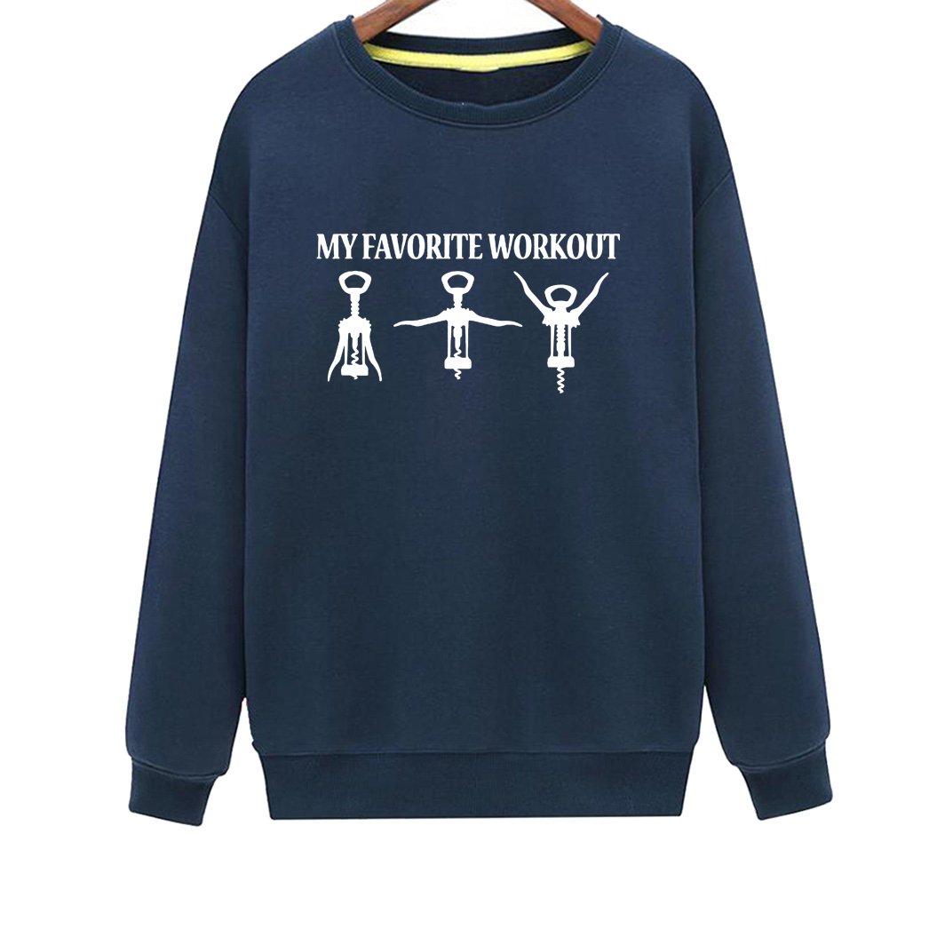 CINFUN Women's Funny Workout Wine Lover Gym Sweatshirt - Perfect for Yoga, Gym & Wine Nights