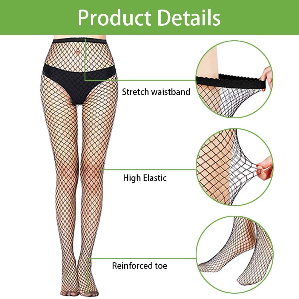 Confonze Women's Fishnet Stockings - High Waist Sexy Sheer Mesh Pantyhose for Party, Cosplay & Night Out