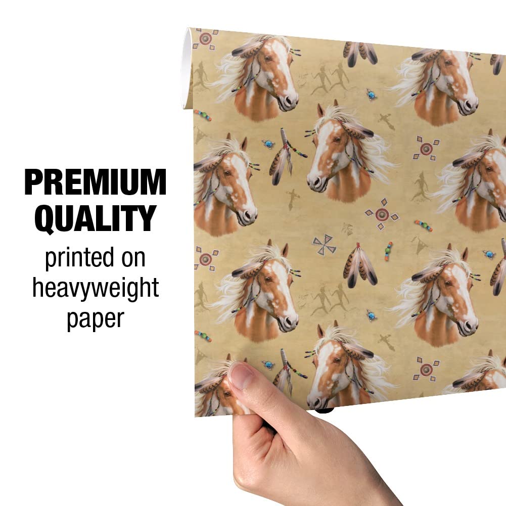Palomino Horse Selfie Pattern Gift Wrap Paper Roll - Premium Wrapping Paper for Birthdays, Parties & Special Occasions - Perfect for DIY Crafts, Scrapbooking & Holiday Gifts