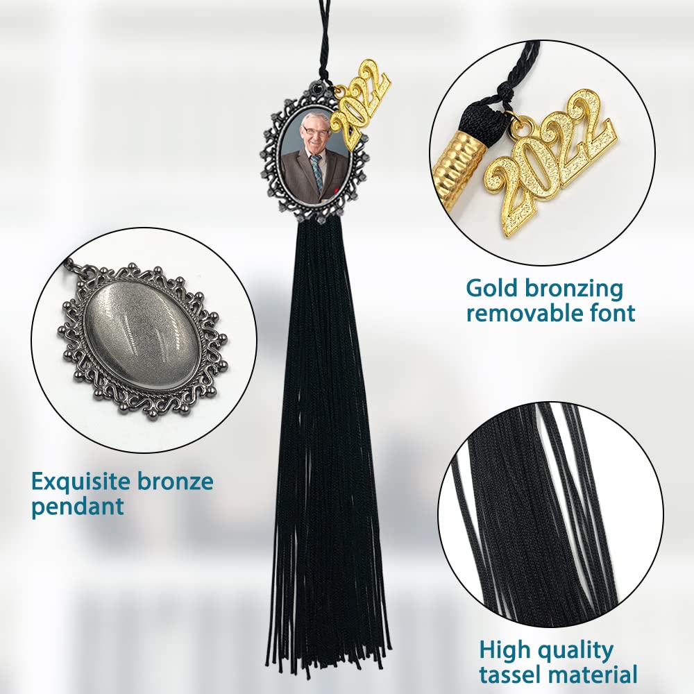 AFUNTA 5-Pack Graduation Cap Tassels & Toppers - DIY Graduation Cap Decorations, Photo Charms for 2022 Graduation - Perfect for High School, College Commencement Ceremonies & Graduation Party Decor