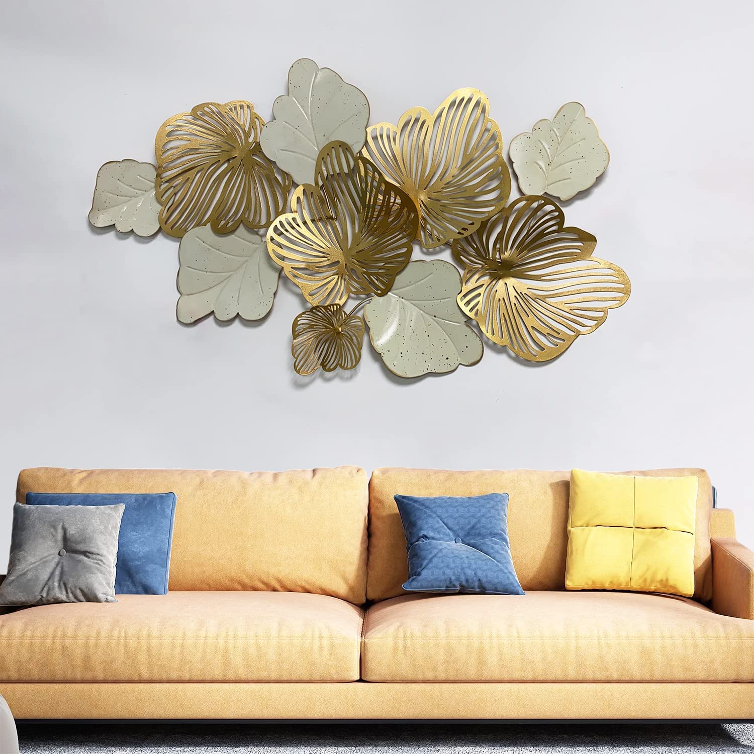 3D Metal Wall Art Decor - Modern Gold Flower Blooming Wall Sculpture for Living Room, Bedroom, Kitchen | Luxury Home Decor & Unique Gift Idea | 52