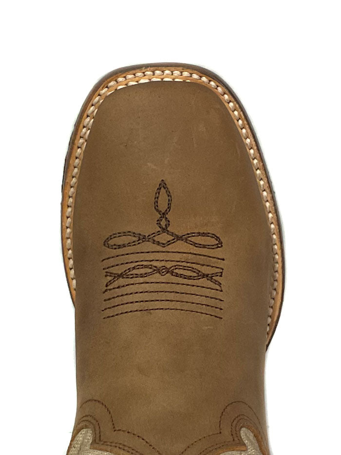 Roper Kids American Bull Boots - Tan Leather Cowboy Boots for Boys & Girls - Durable & Comfortable for Riding, Outdoor Play & Western Style