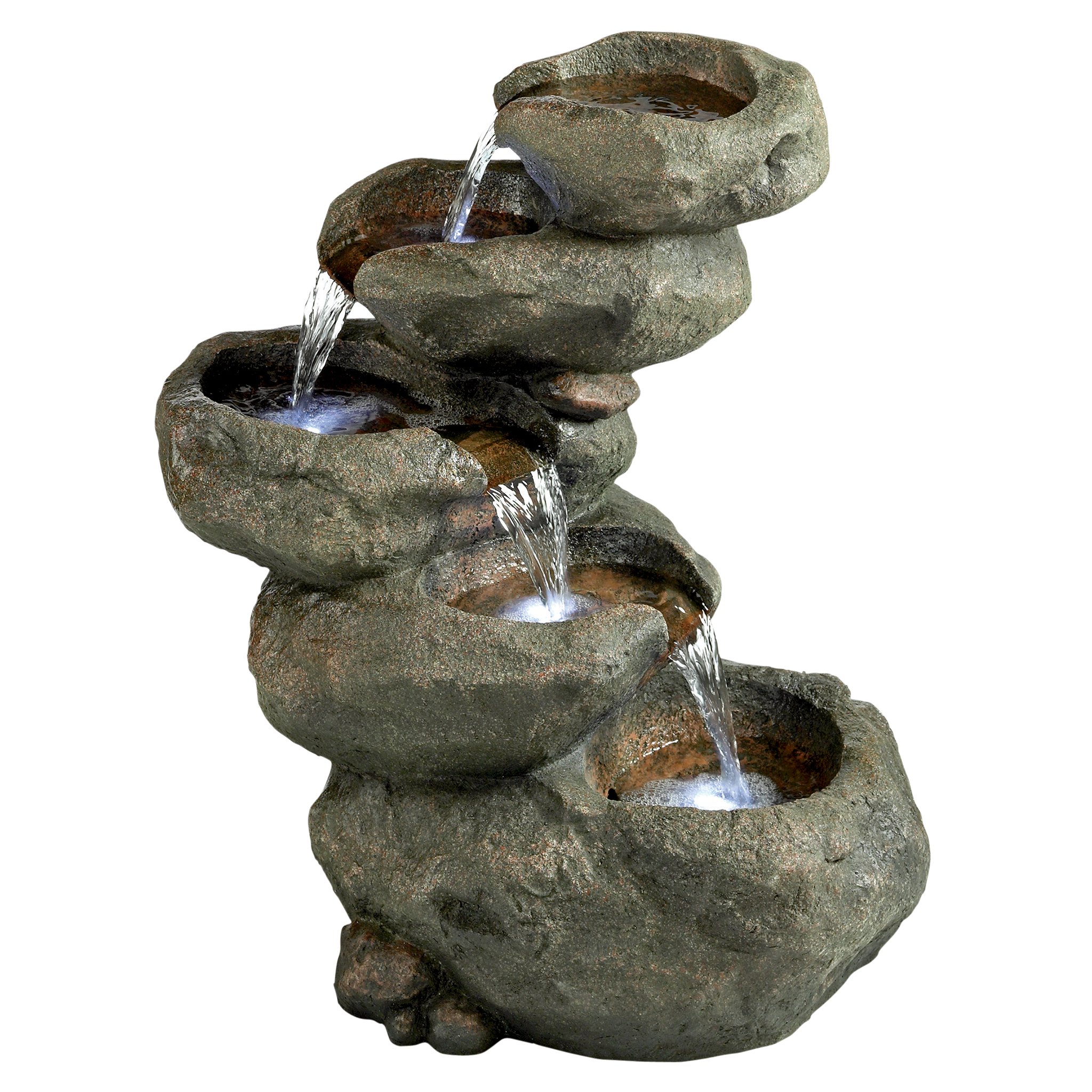 LED Light Water Fountain - Avalanche Peak Garden Decor Rock Feature - Outdoor Waterfall for Patio, Yard, and Landscape Design