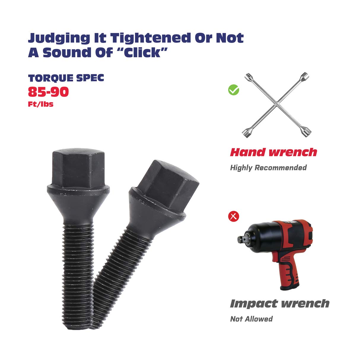 12x1.5mm Tuner Lug Bolts - KSP Conical Seat 45mm Shank for Aftermarket Wheels (5PCS Black) - Secure Wheel Fitment