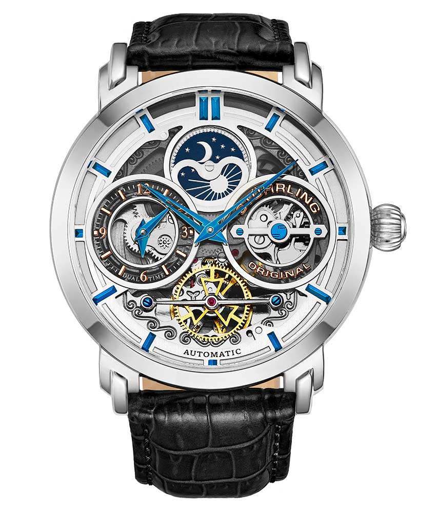 Blue Dial/Silver Case/Blue Leather Strap