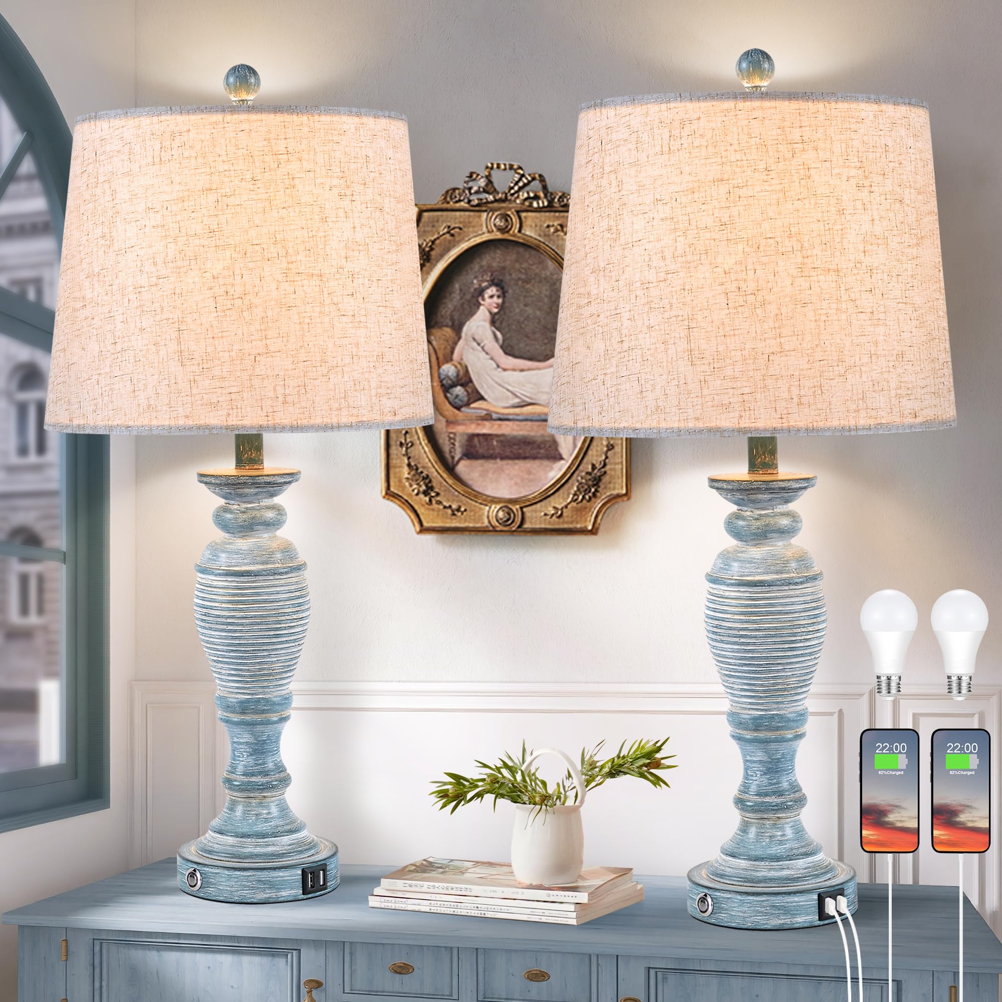 Modern Blue Table Lamps Set of 2 - 27.7