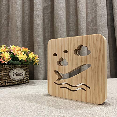 3D Wooden Aircraft LED Night Light - Kids Room Decor, Creative Table Lamp for Bedroom, Nursery & Gift Idea | Perfect for Boys' Themed Bedrooms & Aviation Enthusiasts