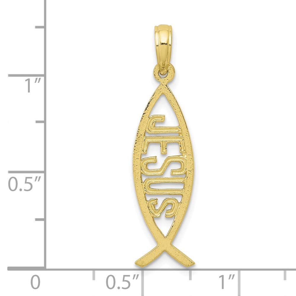 10K Yellow Gold Ichthus Fish Jesus Pendant Necklace - Religious Christian Jewelry Gift for Baptism, Confirmation & Faith Expression
