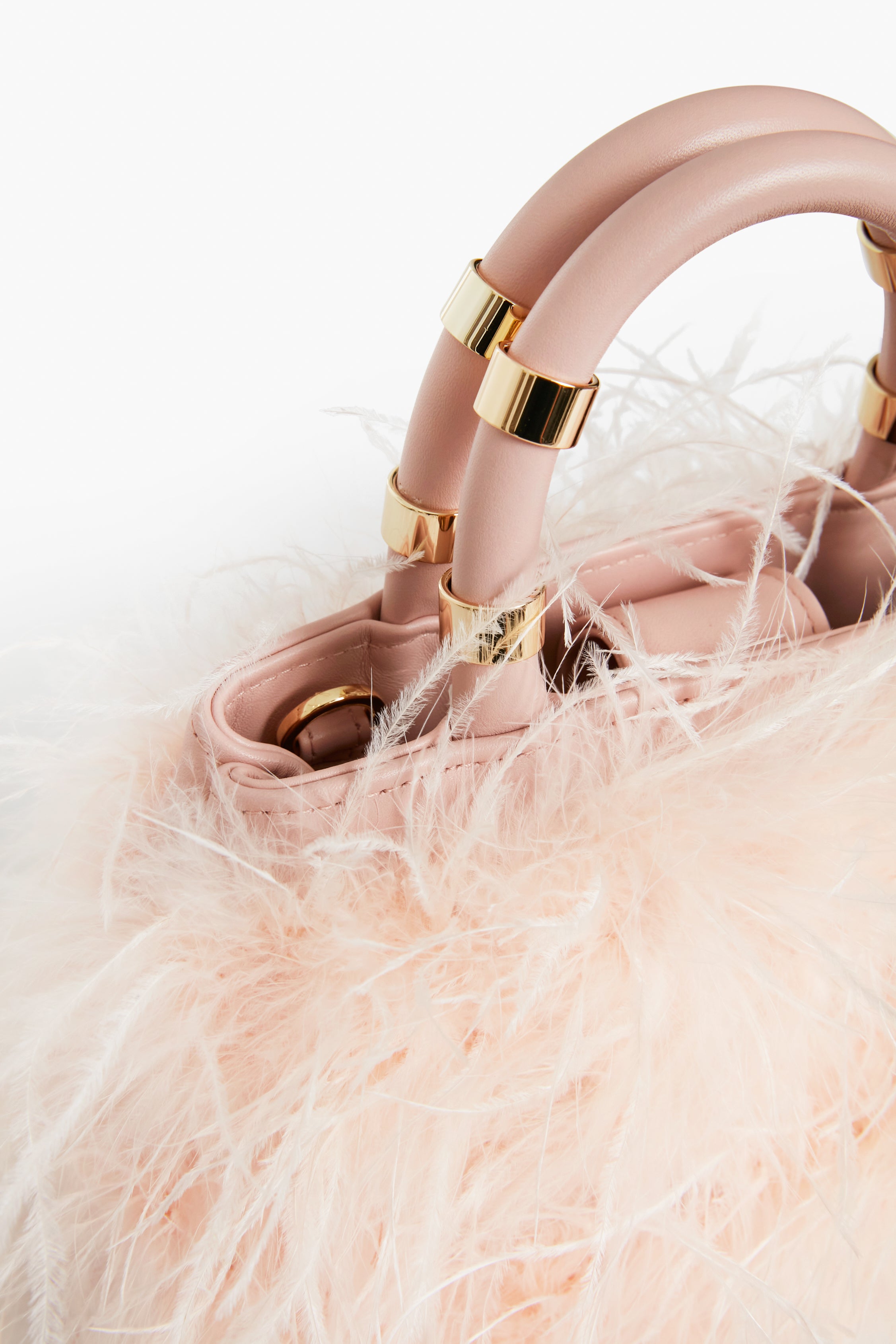 Blush Emily Feather Bag - Stylish Women's Shoulder Purse for Parties, Weddings & Evening Events - Elegant Clutch Handbag with Feather Accents