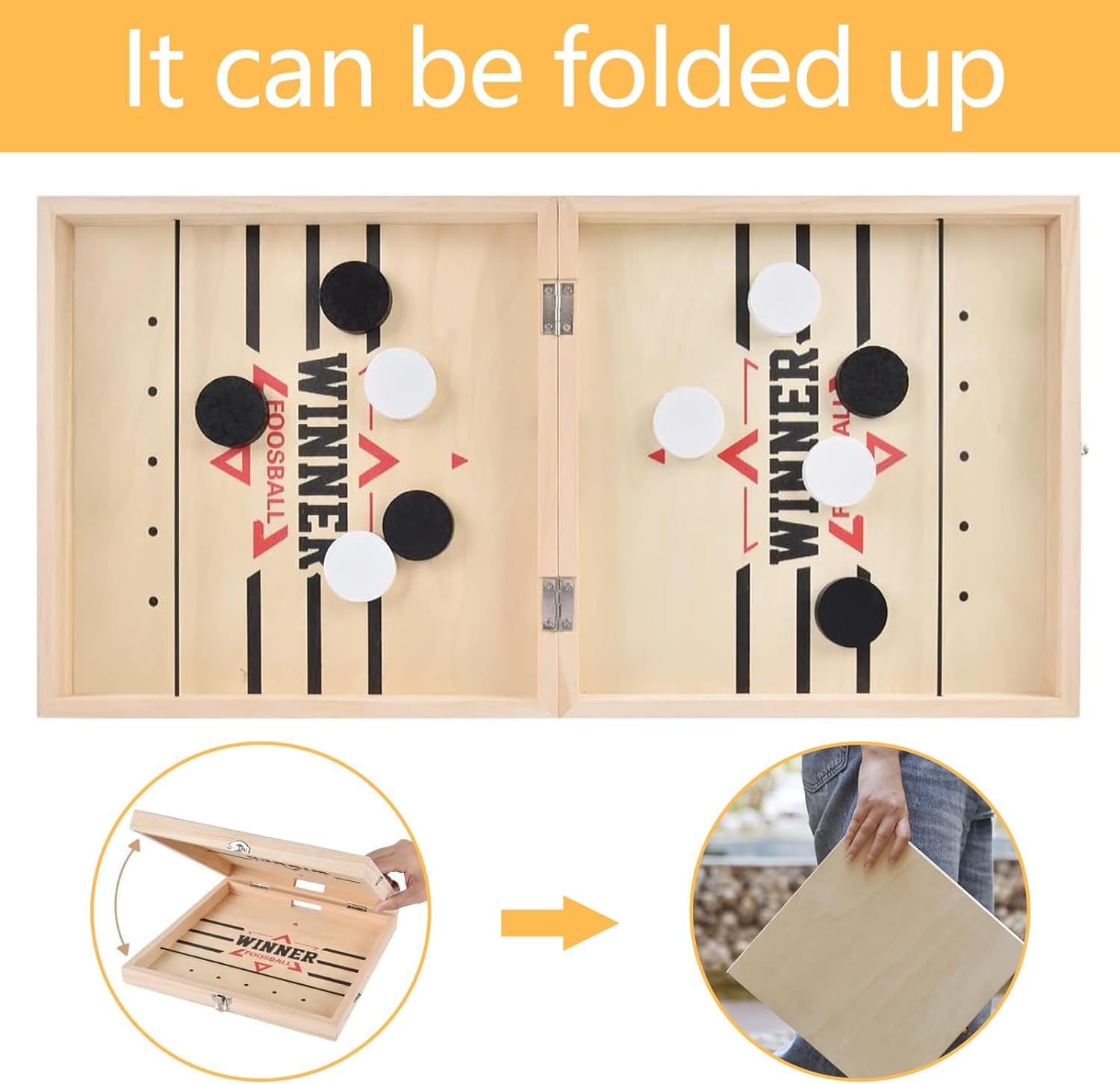 Fast Sling Puck Game - Quick Slingpuck Board Game for Kids & Adults - Wooden Hockey Tabletop Game for Family Fun - Perfect for Parent-Child Interaction, Parties & Indoor Entertainment