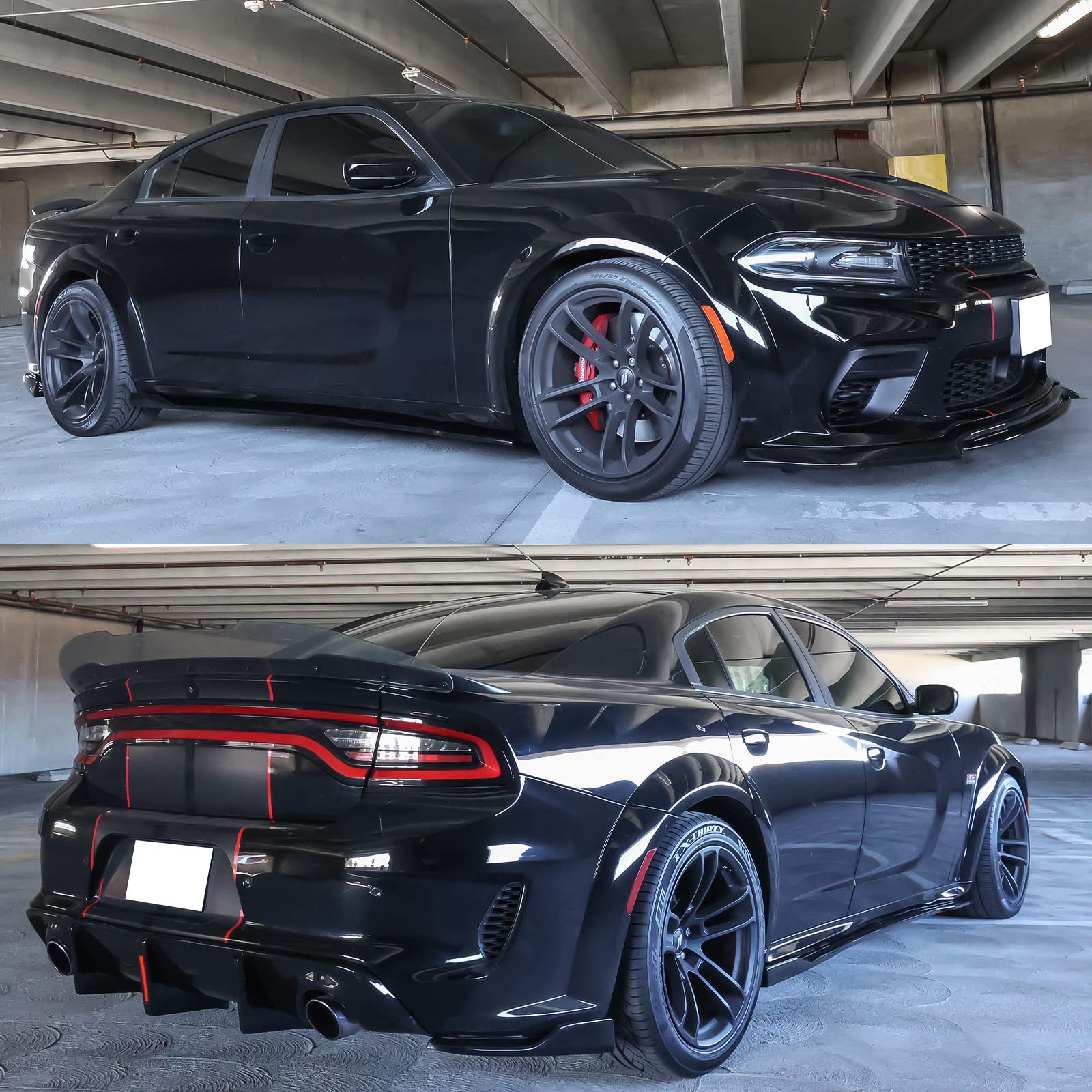 IKON MOTORSPORTS Side Skirts for 2020-2023 Dodge Charger Widebody Sedan 4-Door | Gloss Black PP Rocker Panel Extensions | Left & Right Hand Fitment | Enhance Style & Protection for Street Racing & Car Shows