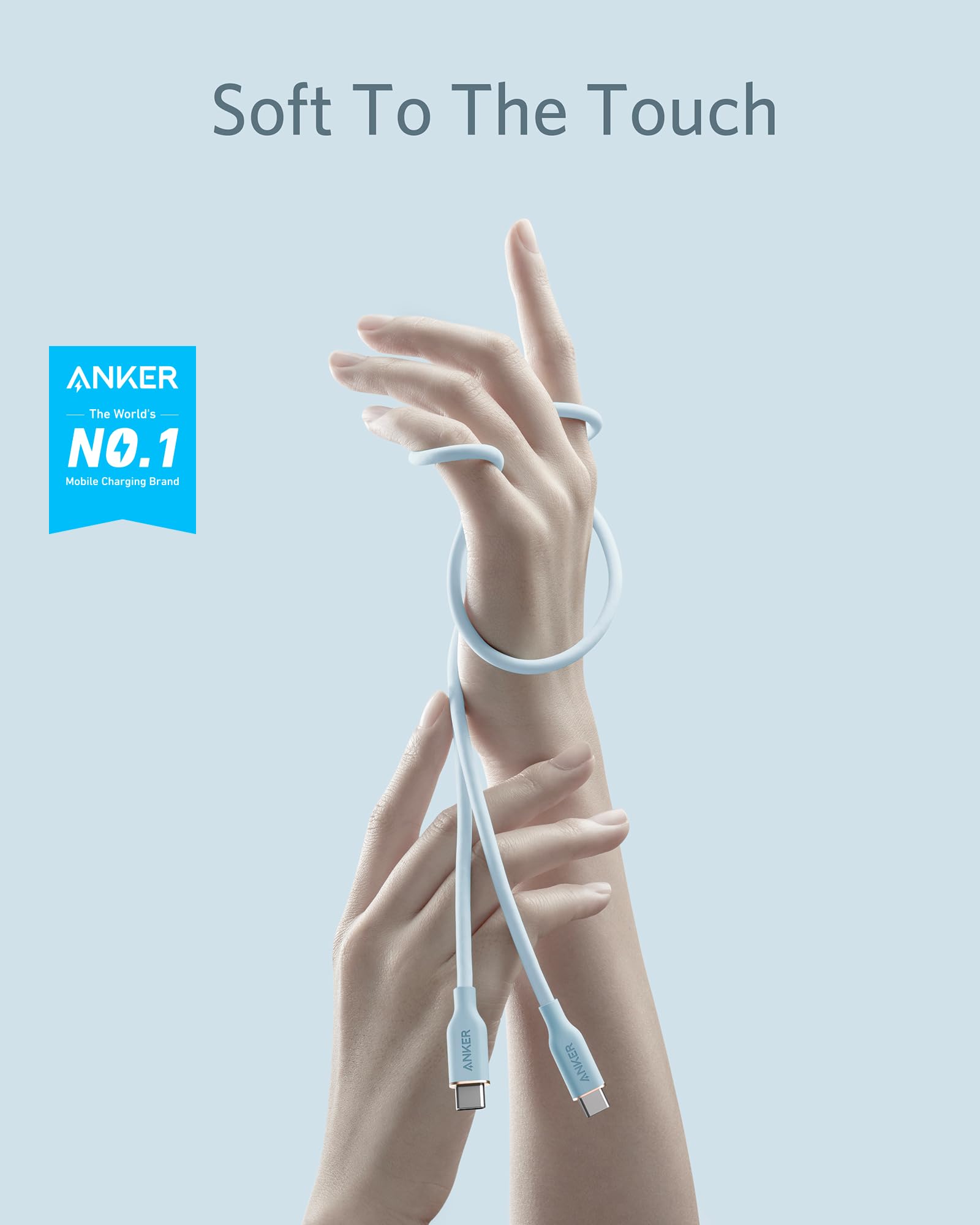 Anker 100W USB C Cable Fast Charging for iPhone 16 & MacBook Pro | 6FT Blue | Home & Office Use