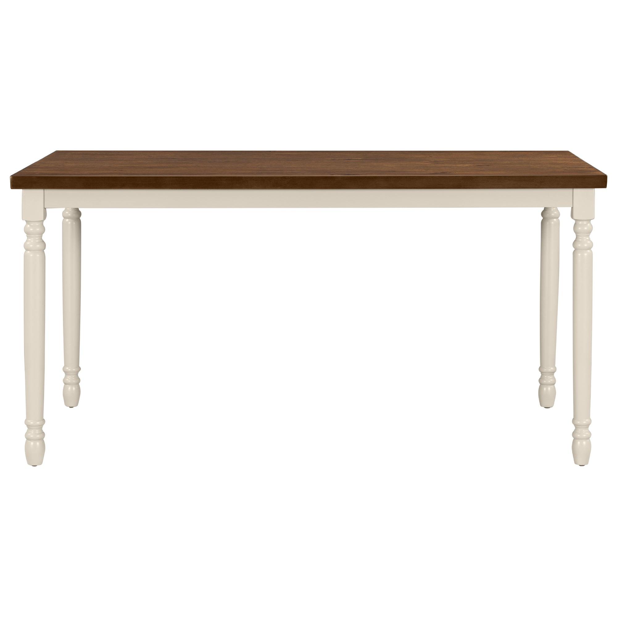 Classic 6-Piece Wooden Dining Set with Table, 4 Chairs & Bench for Kitchen & Dining Room - Brown & Cottage White | Perfect for Family Meals, Entertaining Guests & Small Space Dining