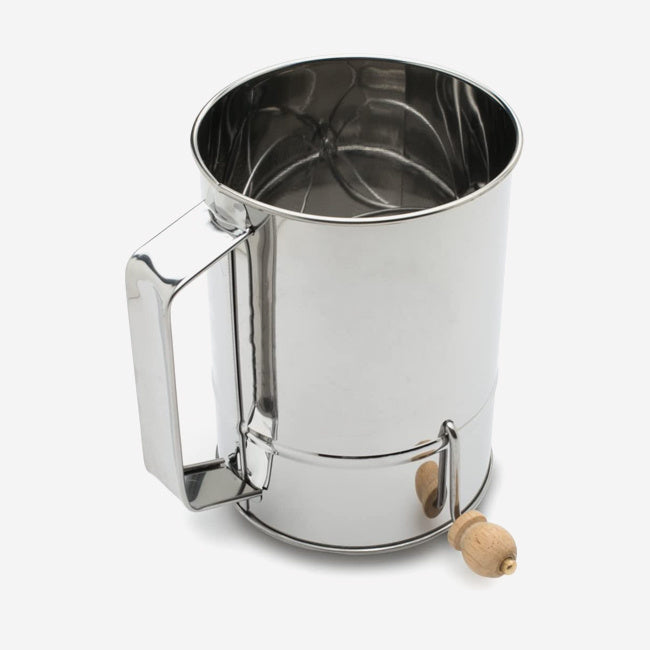 Fox Run 4 Cup Stainless Steel Flour Sifter - Fine Mesh Baking Sieve for Cake, Cookie & Bread Making - Perfect for Home Bakers & Professional Kitchens