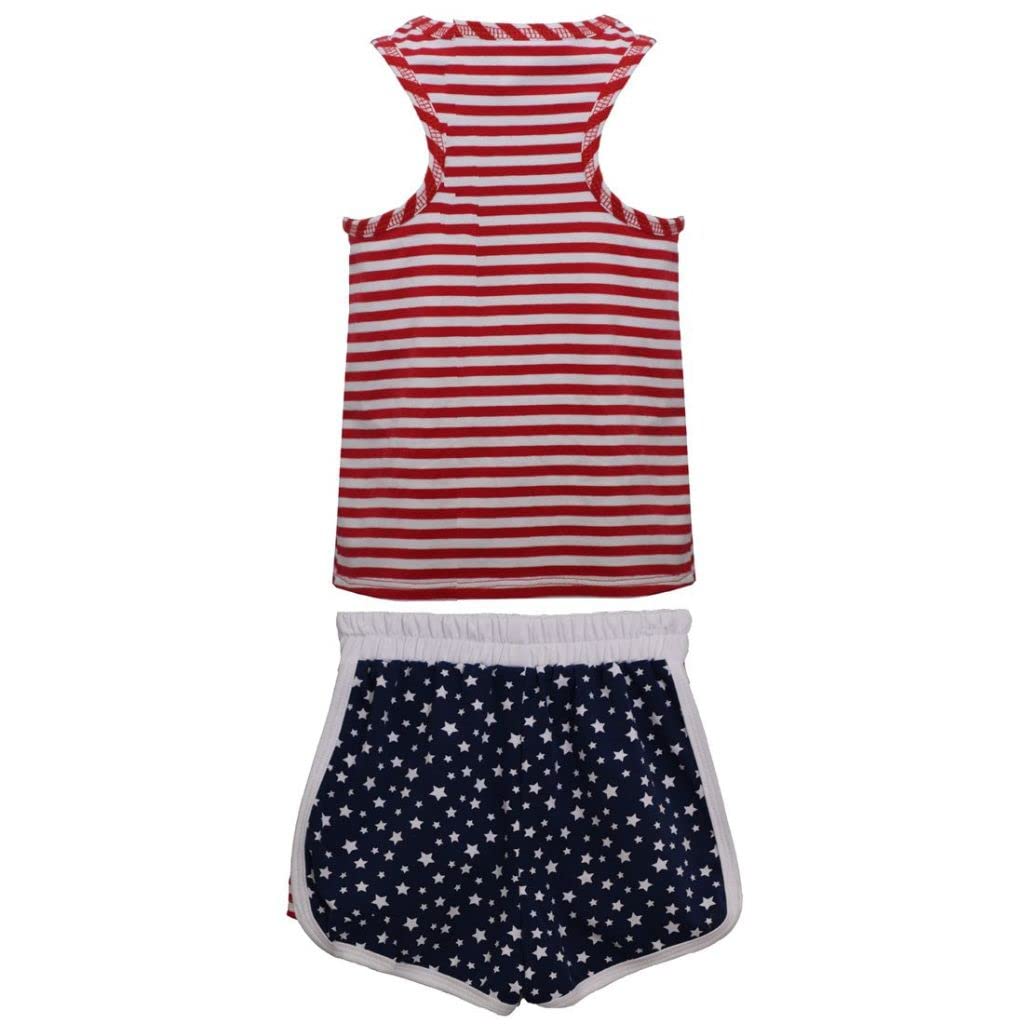Bonnie Jean Girls' 4th of July Patriotic Shorts Set - Red White & Blue Outfit for Independence Day Celebrations, BBQs & Summer Festivals