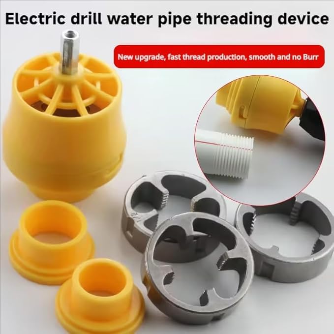 **Electric Drill PVC Pipe Threader Kit - 3 Die Sizes for PVC Pipe Threading | PVC Thread Maker Tool for Plumbing & DIY Projects | Compatible with Most Electric Drills**