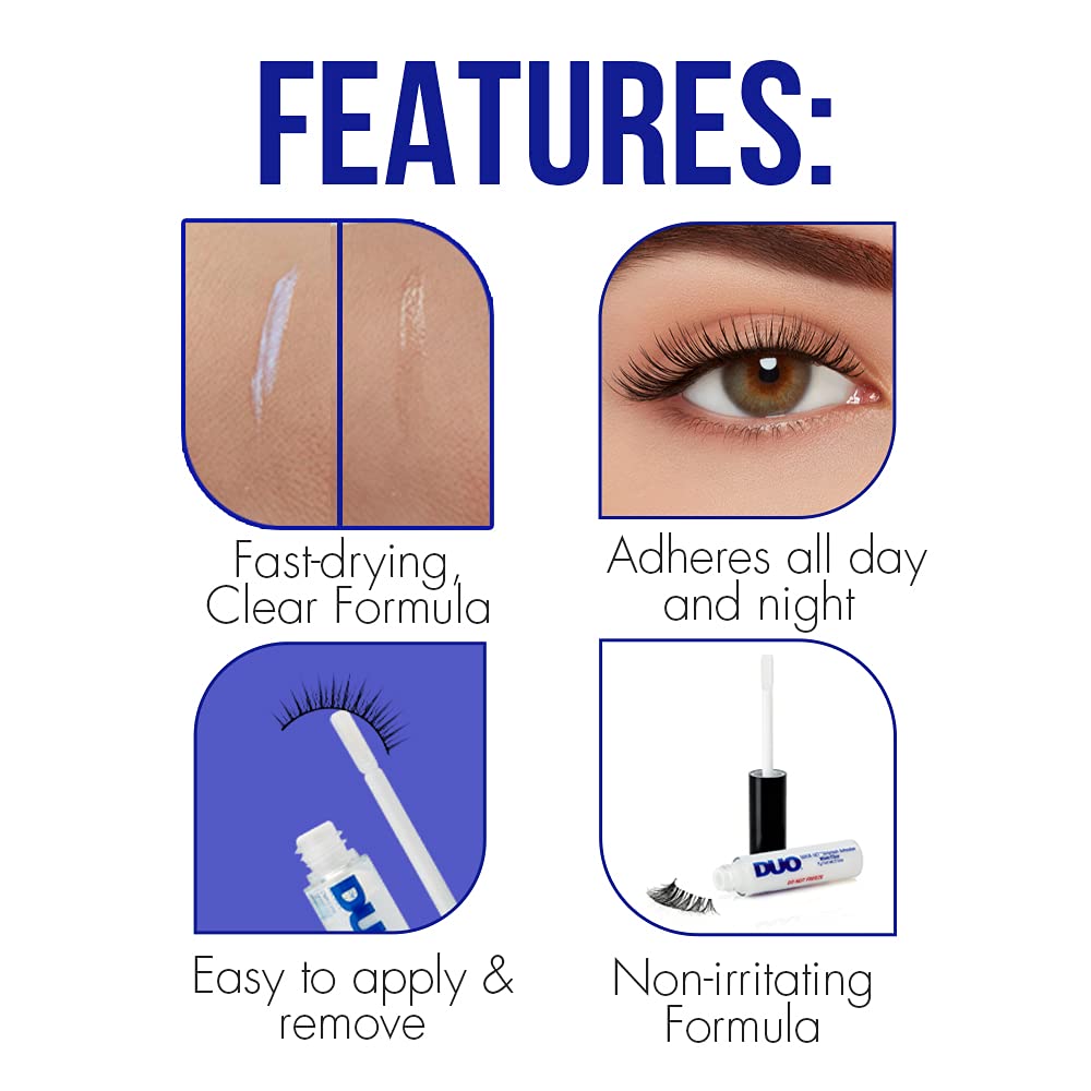 DUO Quick-Set Strip Lash Adhesive - Clear Waterproof Eyelash Glue for False Lashes, Fast Drying & Long Lasting (0.18oz) - Perfect for Daily Wear, Special Occasions & Professional Makeup Artists