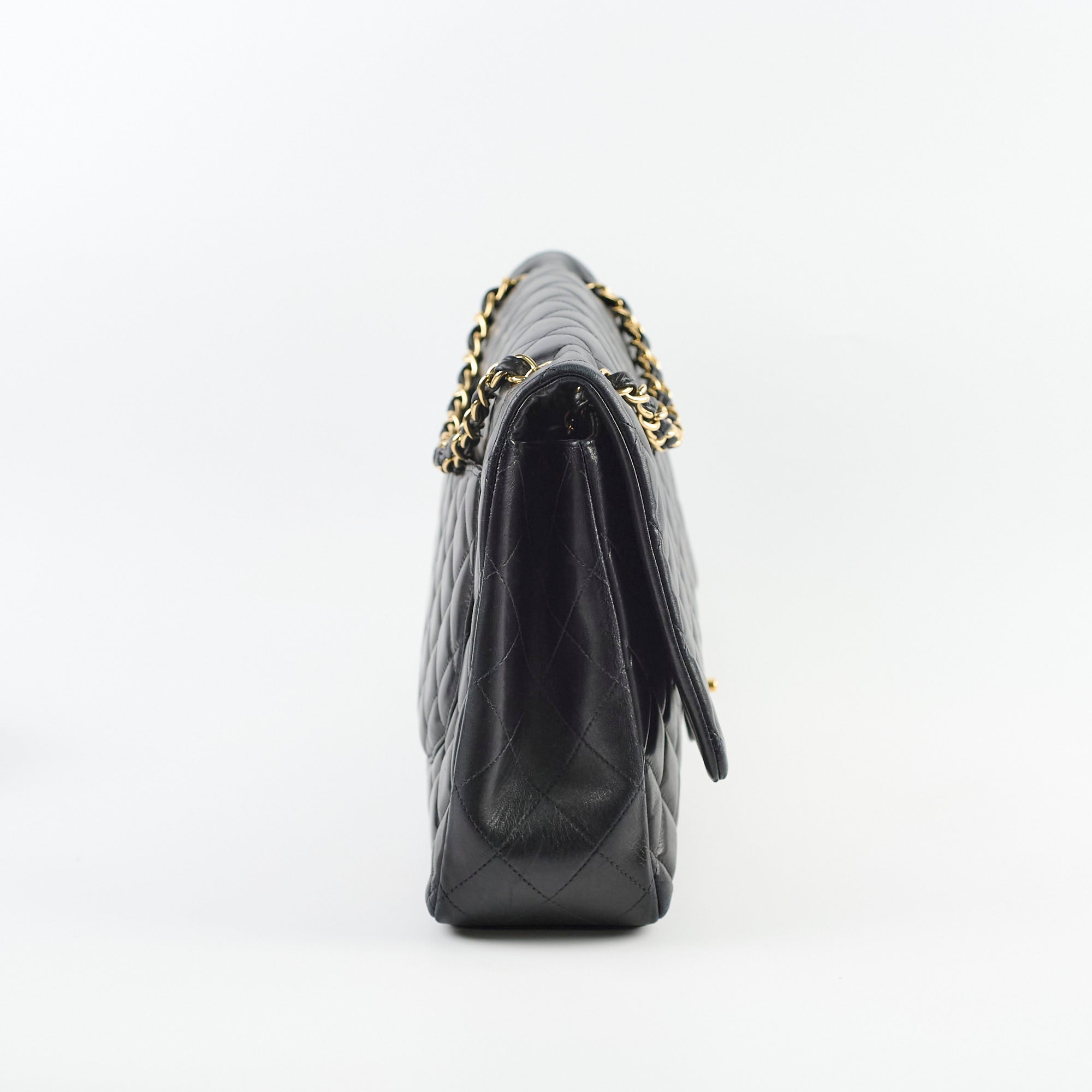 Chanel Single Flap Maxi Black Lambskin Leather Handbag for Women - Luxury Designer Shoulder Bag for Work, Party & Evening Out
