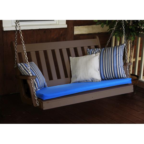 Poly Traditional English Porch Swing - Heavy Duty Outdoor Hanging Bench for Garden, Patio, Deck - Weather Resistant & Comfortable for Relaxing