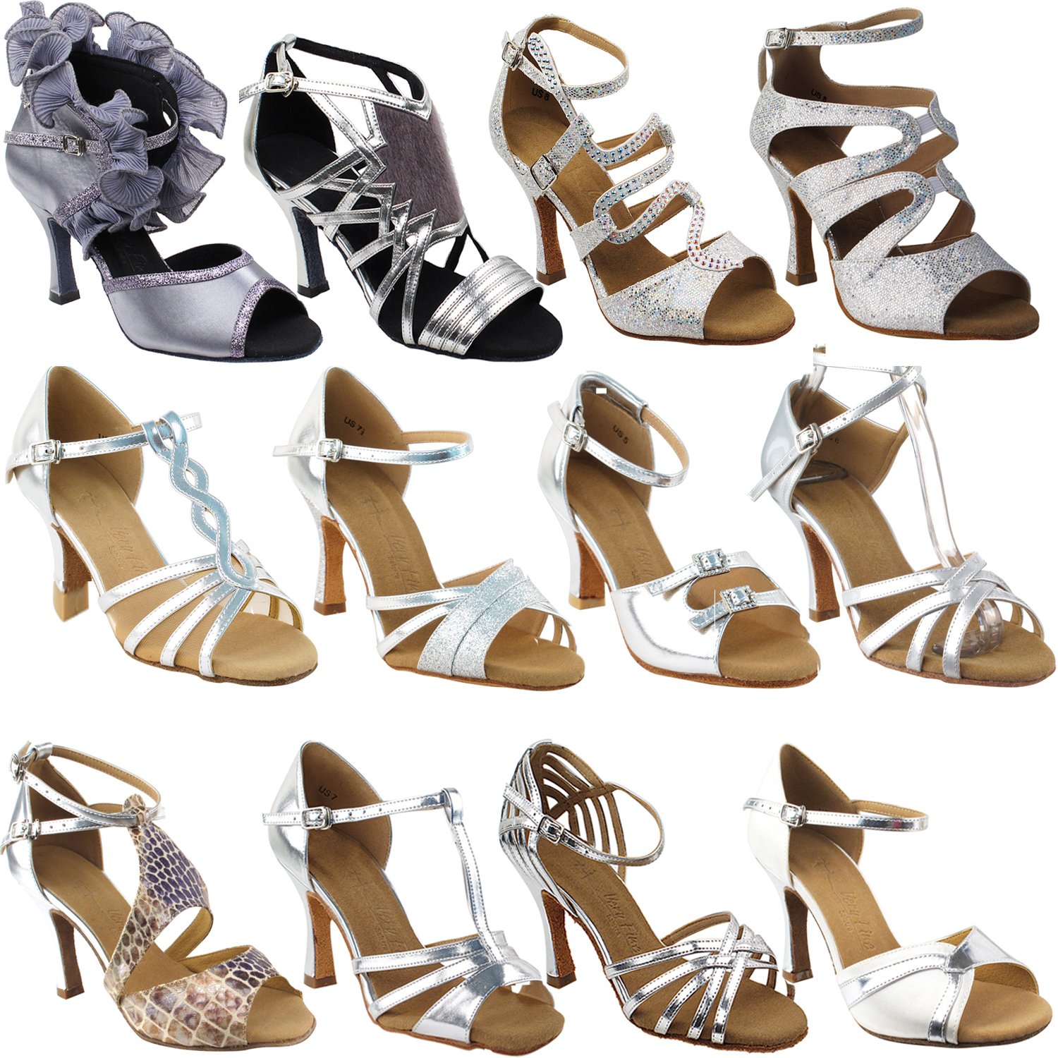 50 Shades of Silver Ballroom Dance Shoes for Women - Professional Salsa, Latin, Club & Wedding Dance Shoes - Perfect for Performances, Competitions & Social Dancing